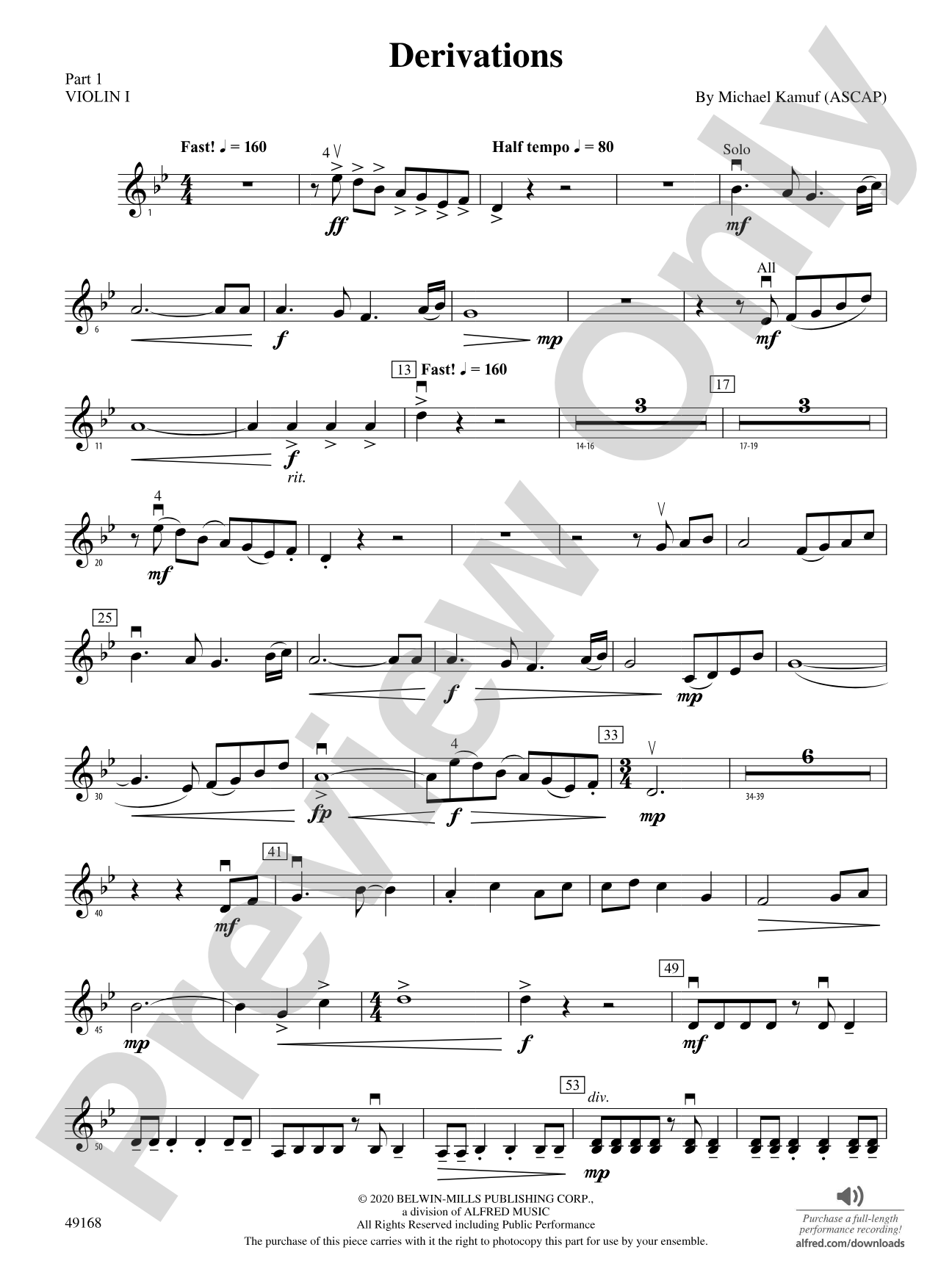 Derivations: Part 1 - Violin I