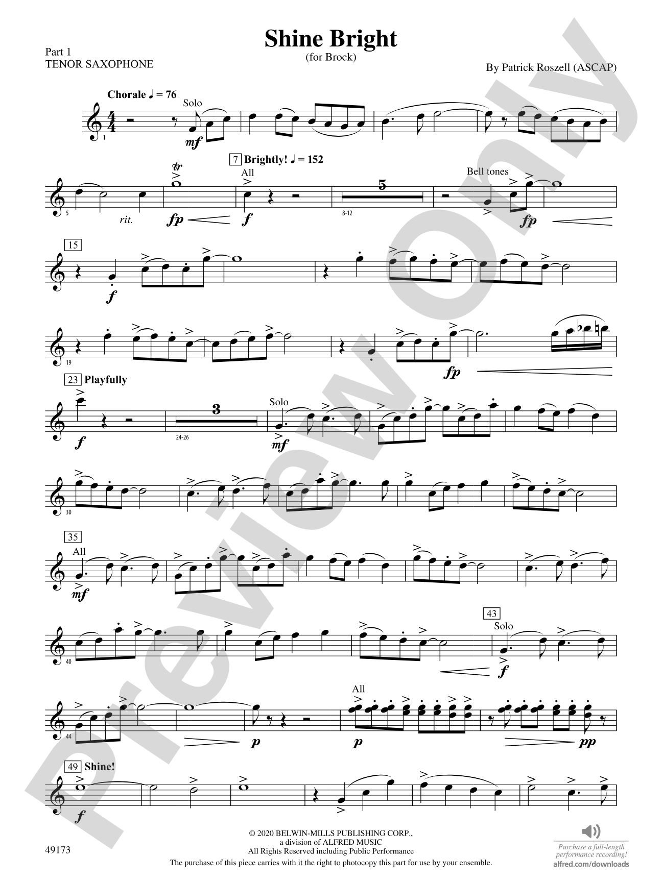 Shine Bright: Part 1 - Tenor Saxophone