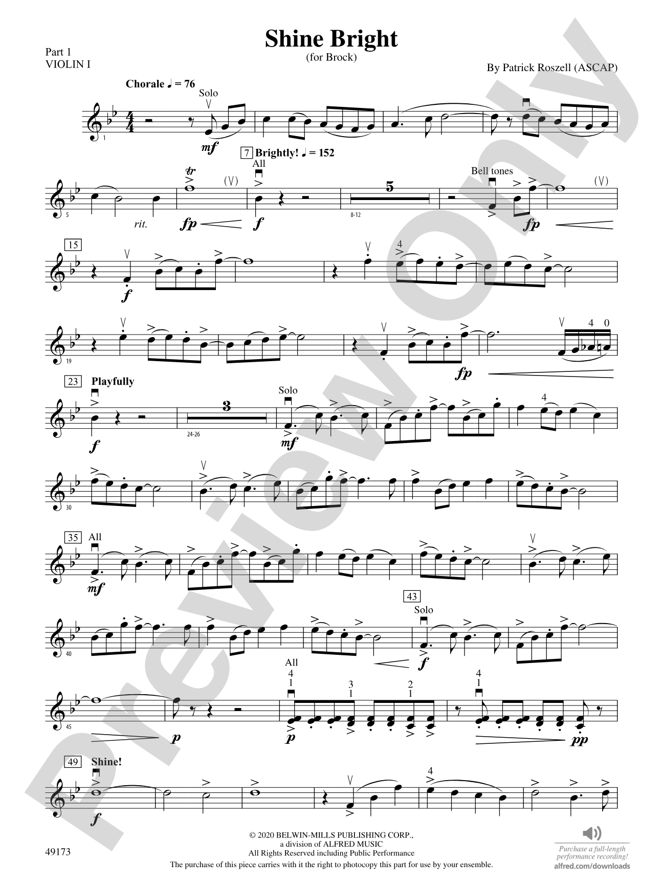 Shine Bright: Part 1 - Violin I