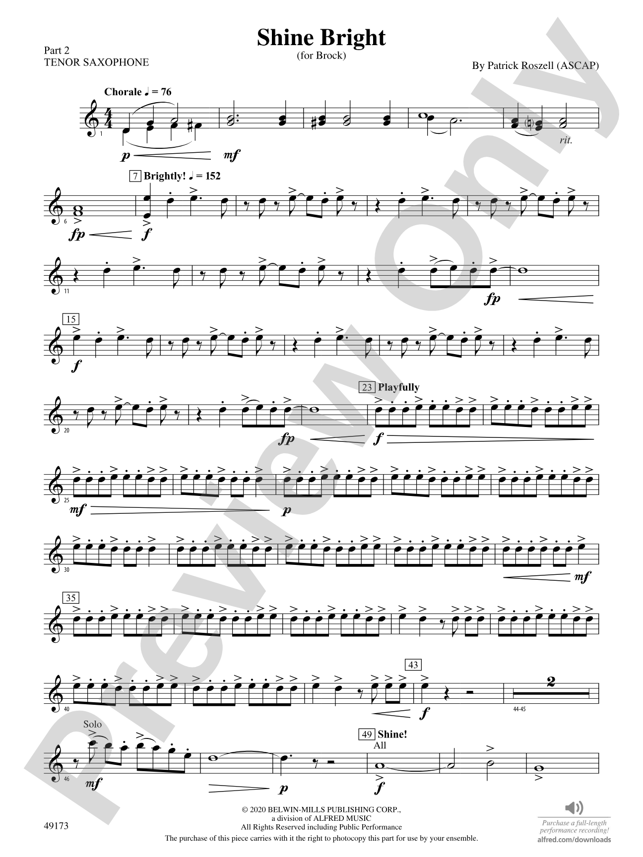 Shine Bright: Part 2 - Tenor Saxophone