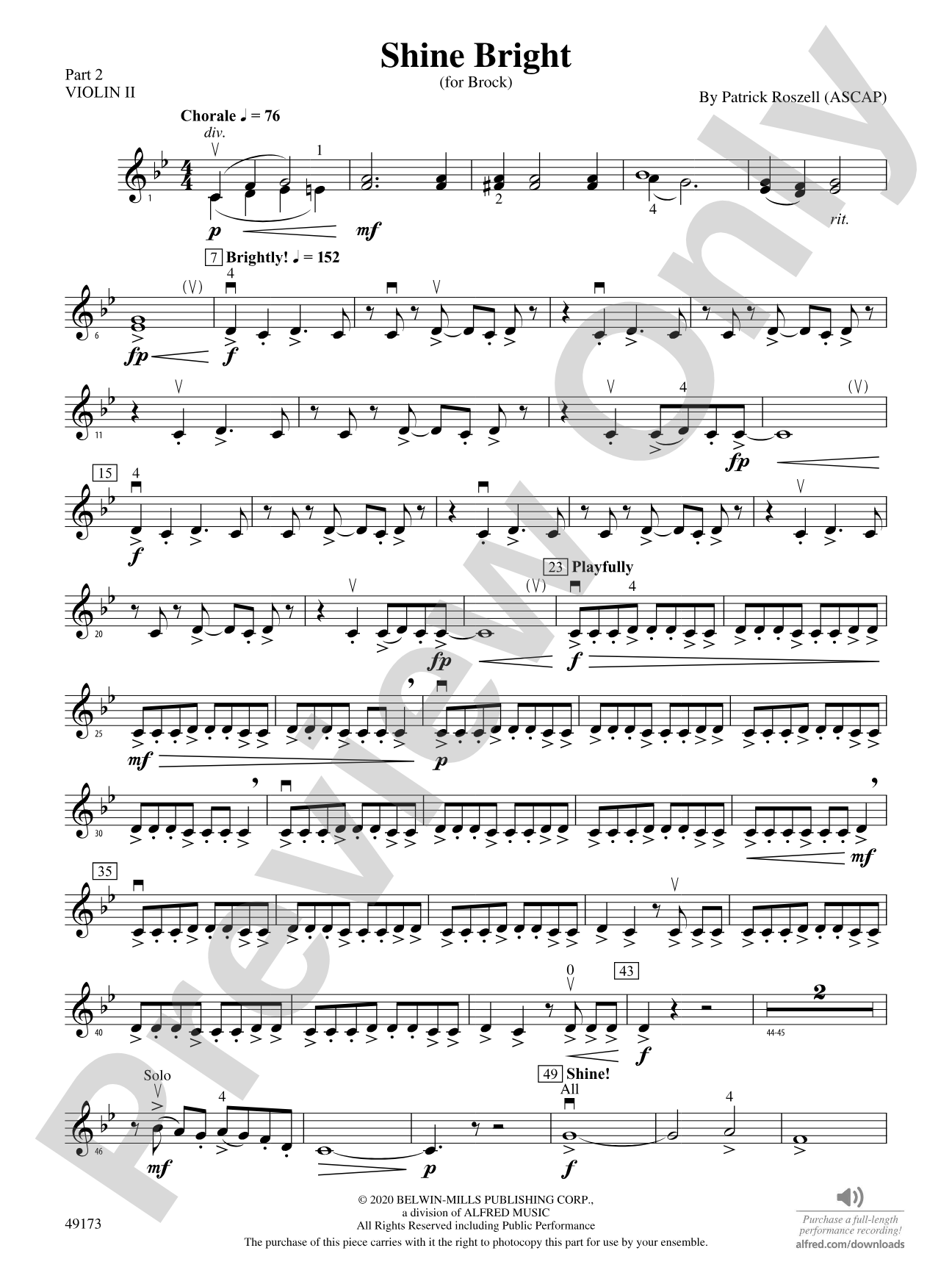 Shine Bright: Part 2 - Violin I