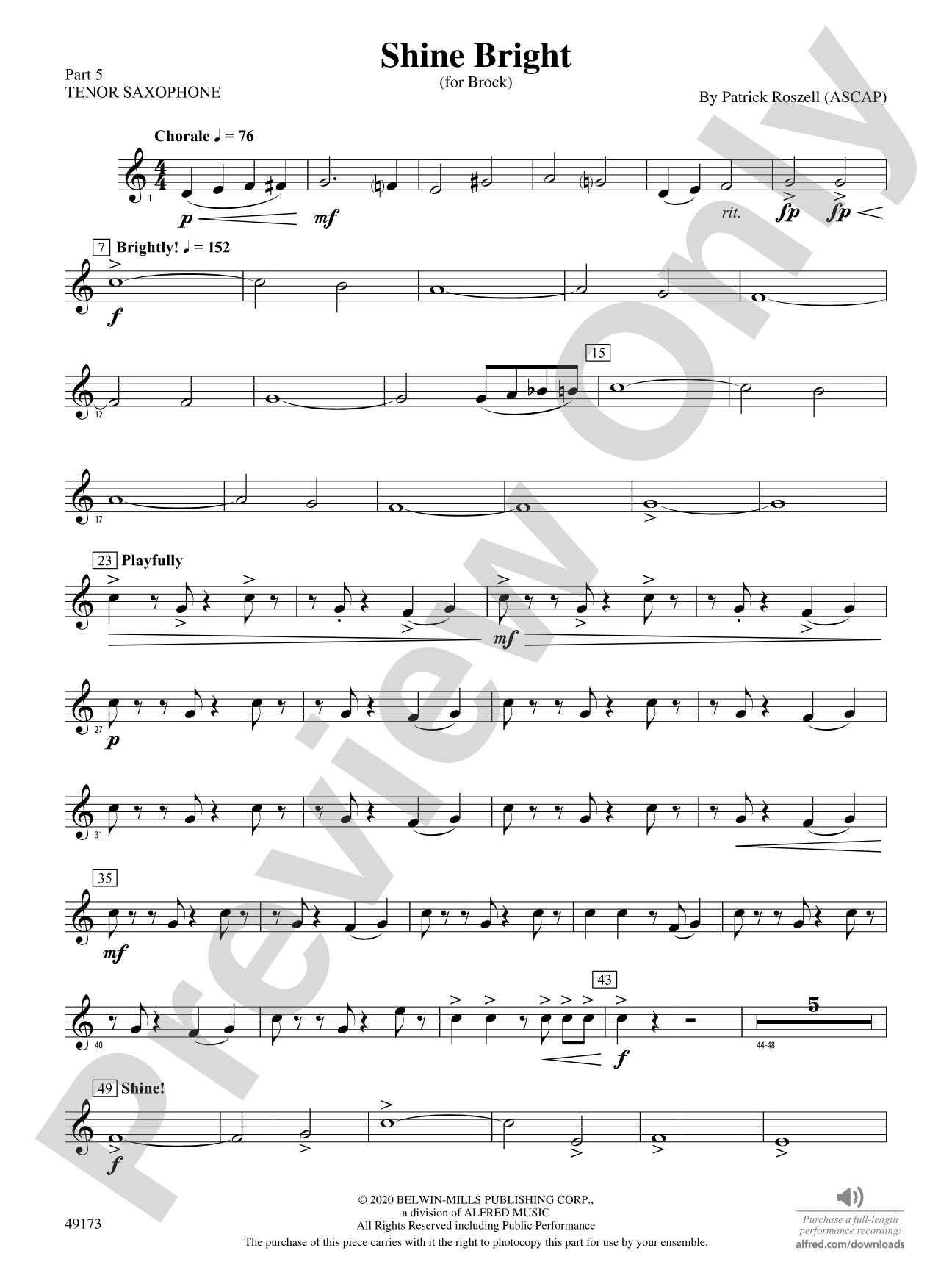 Shine Bright: Part 5 - Tenor Saxophone