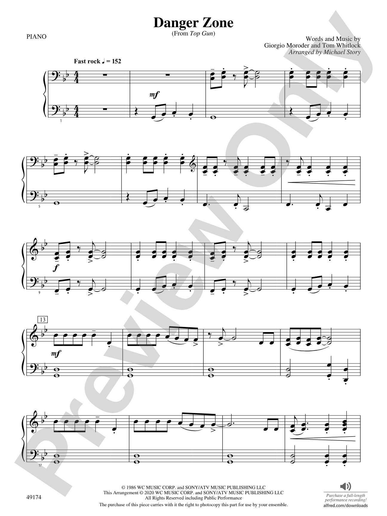 Danger Zone: Piano Accompaniment