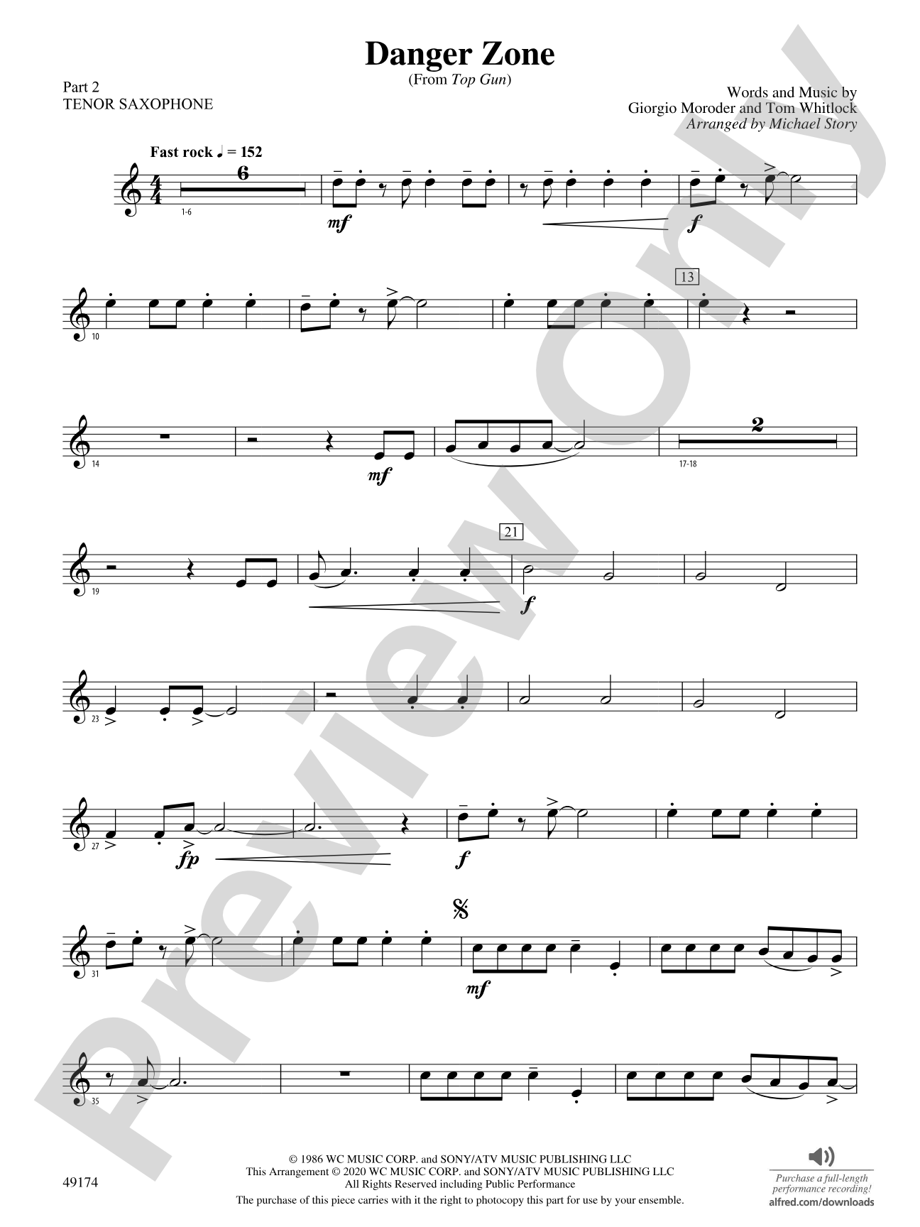 Danger Zone: Part 2 - Tenor Saxophone