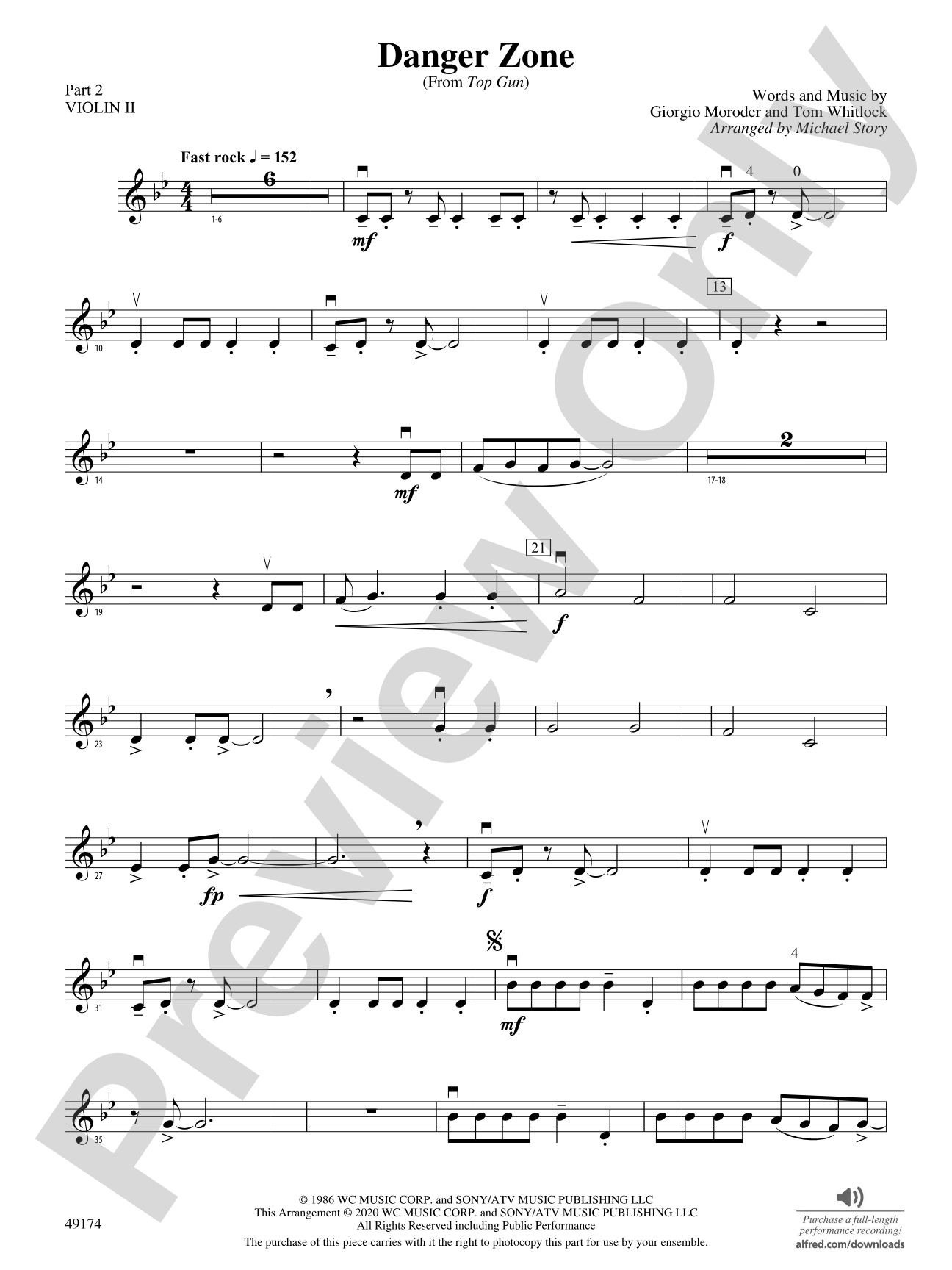 Danger Zone: Part 2 - Violin I