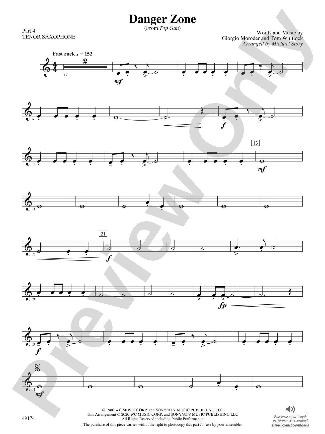 Danger Zone: Part 4 - Tenor Saxophone