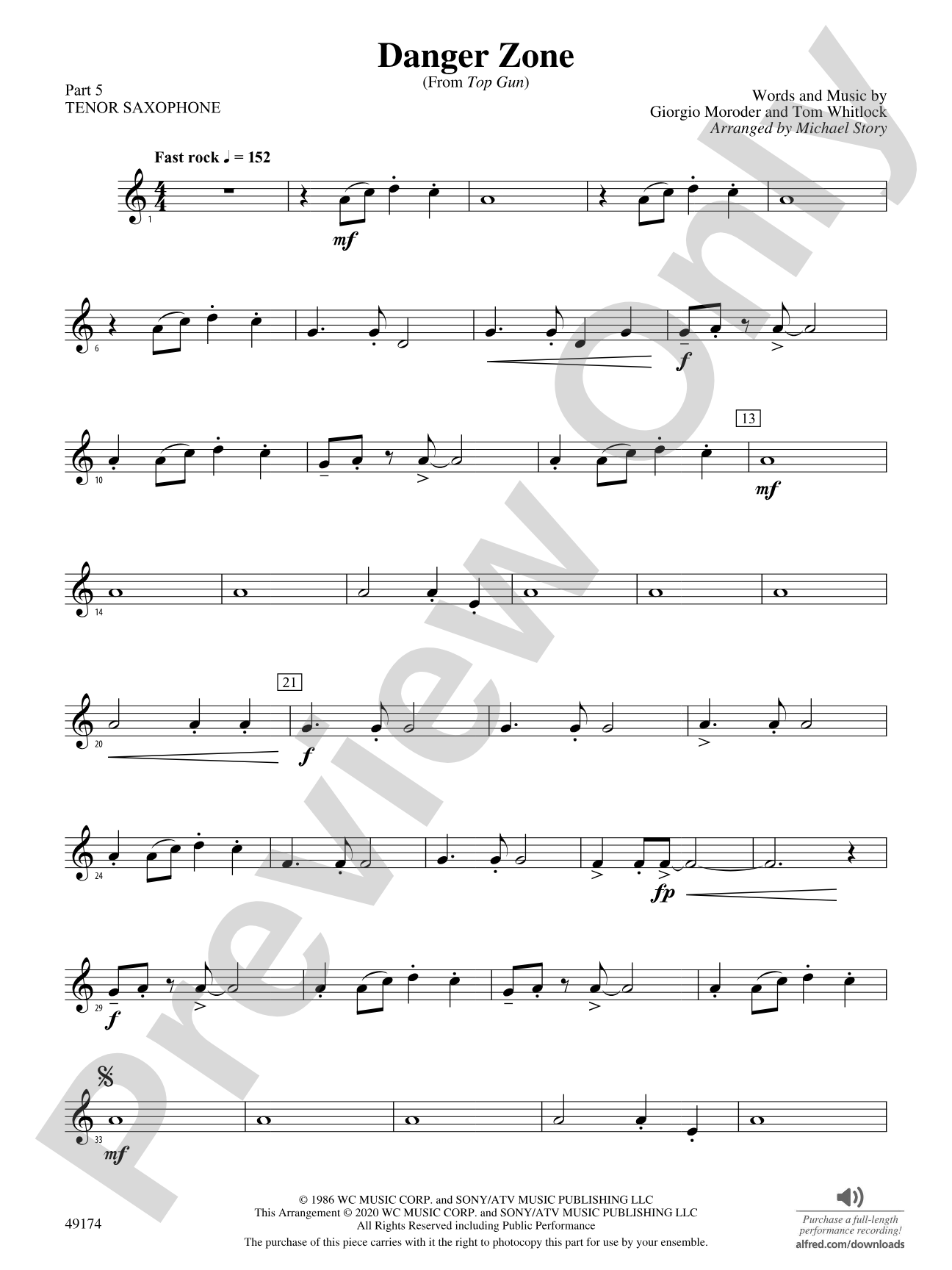 Danger Zone: Part 5 - Tenor Saxophone