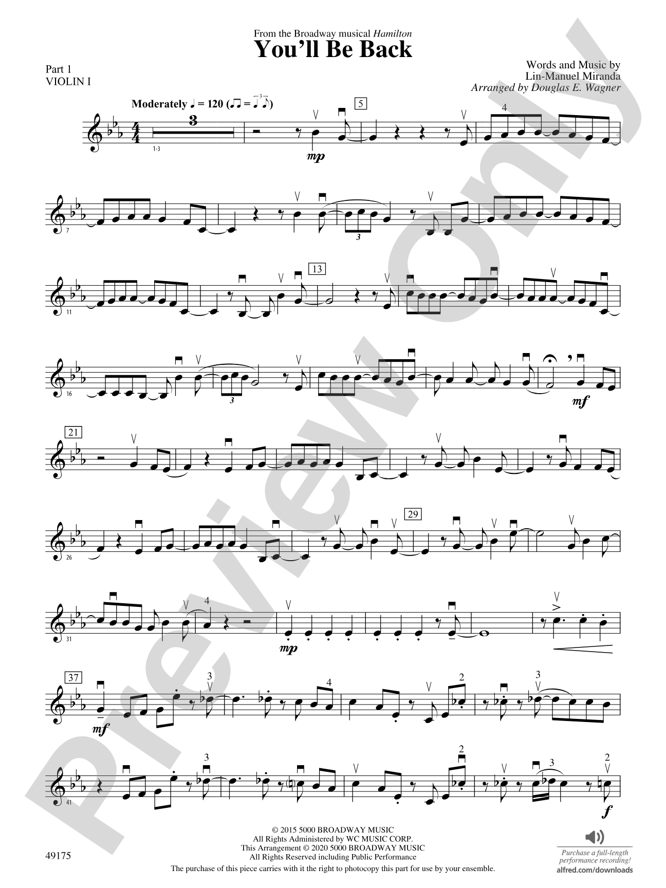 You'll Be Back: Part 1 - Violin I