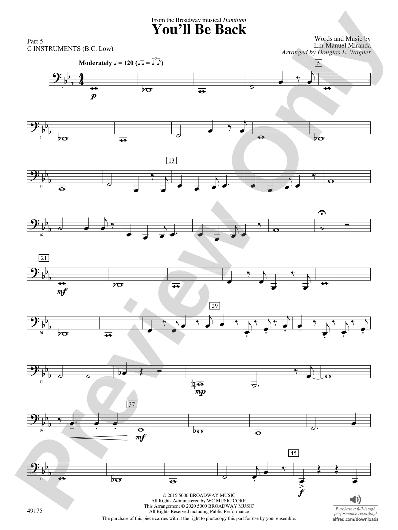 You'll Be Back: Part 5 - C Instruments (B.C. Low)