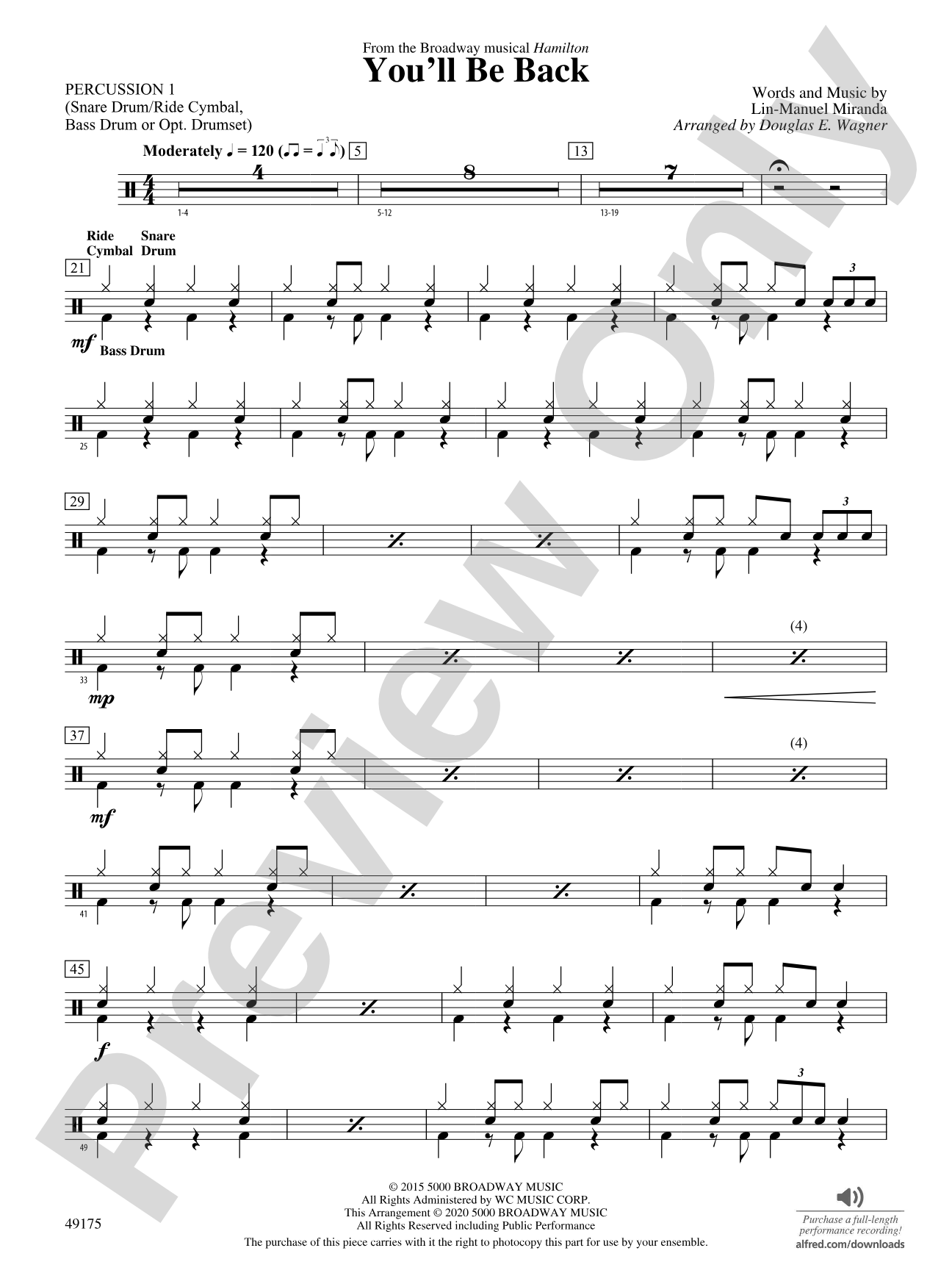 You'll Be Back: 1st Percussion