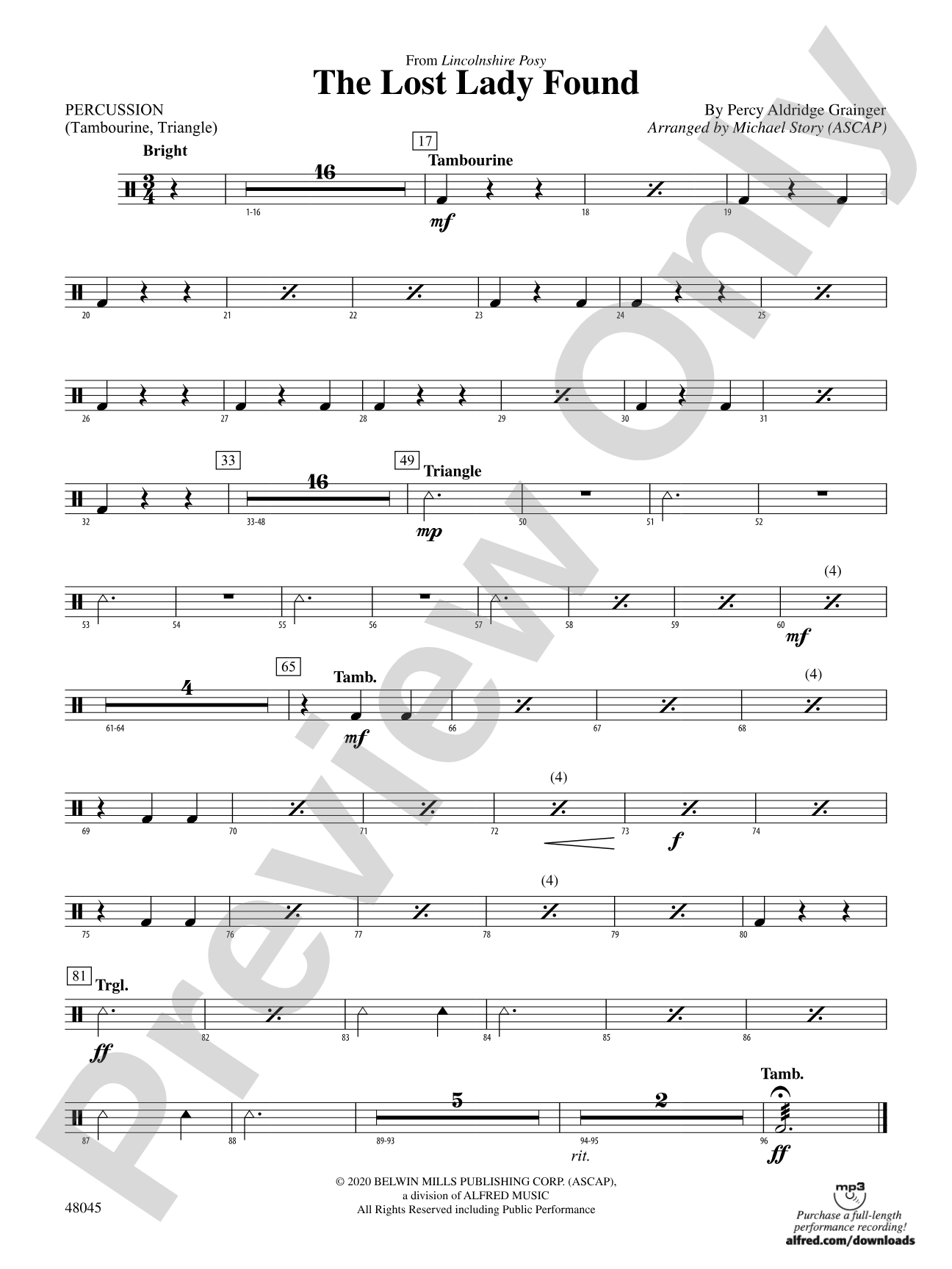 The Lost Lady Found: 1st Percussion