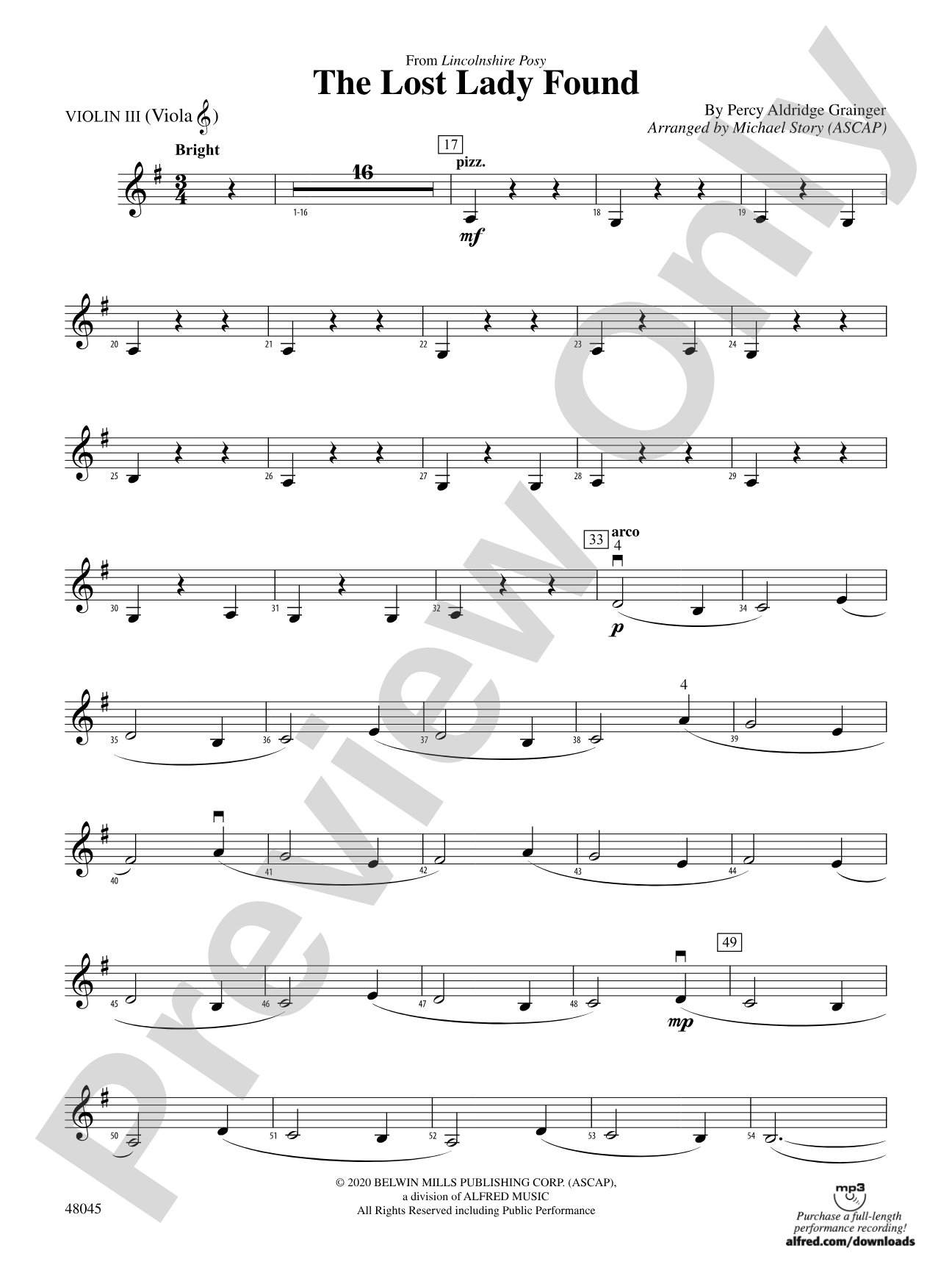 The Lost Lady Found: 3rd Violin (Viola [TC])
