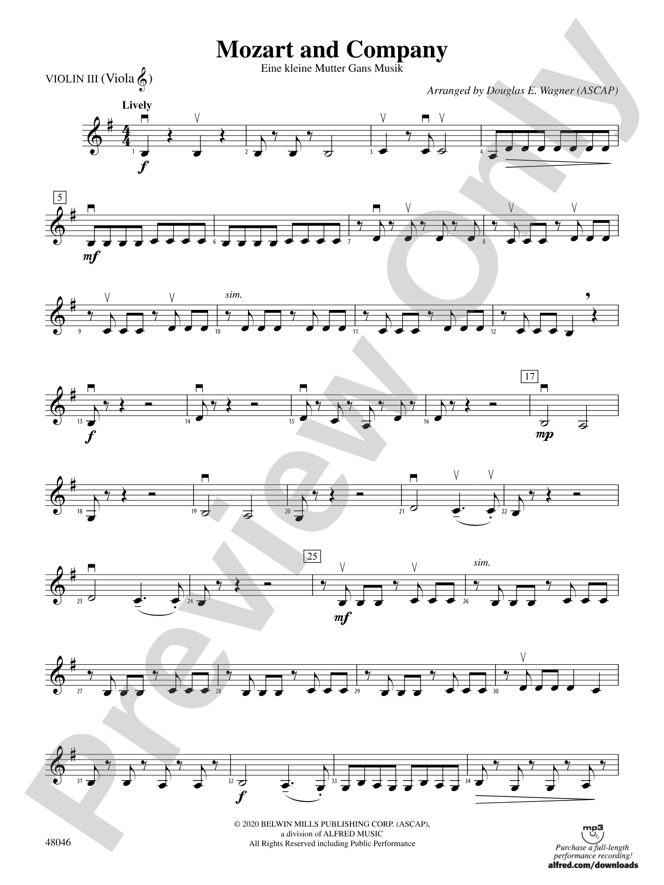 Mozart and Company: 3rd Violin (Viola [TC])