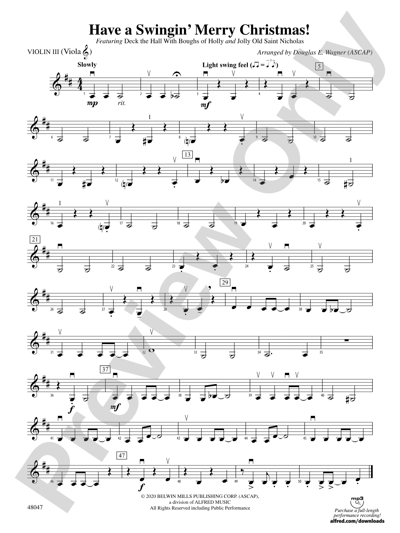 Have a Swingin' Merry Christmas: 3rd Violin (Viola [TC])
