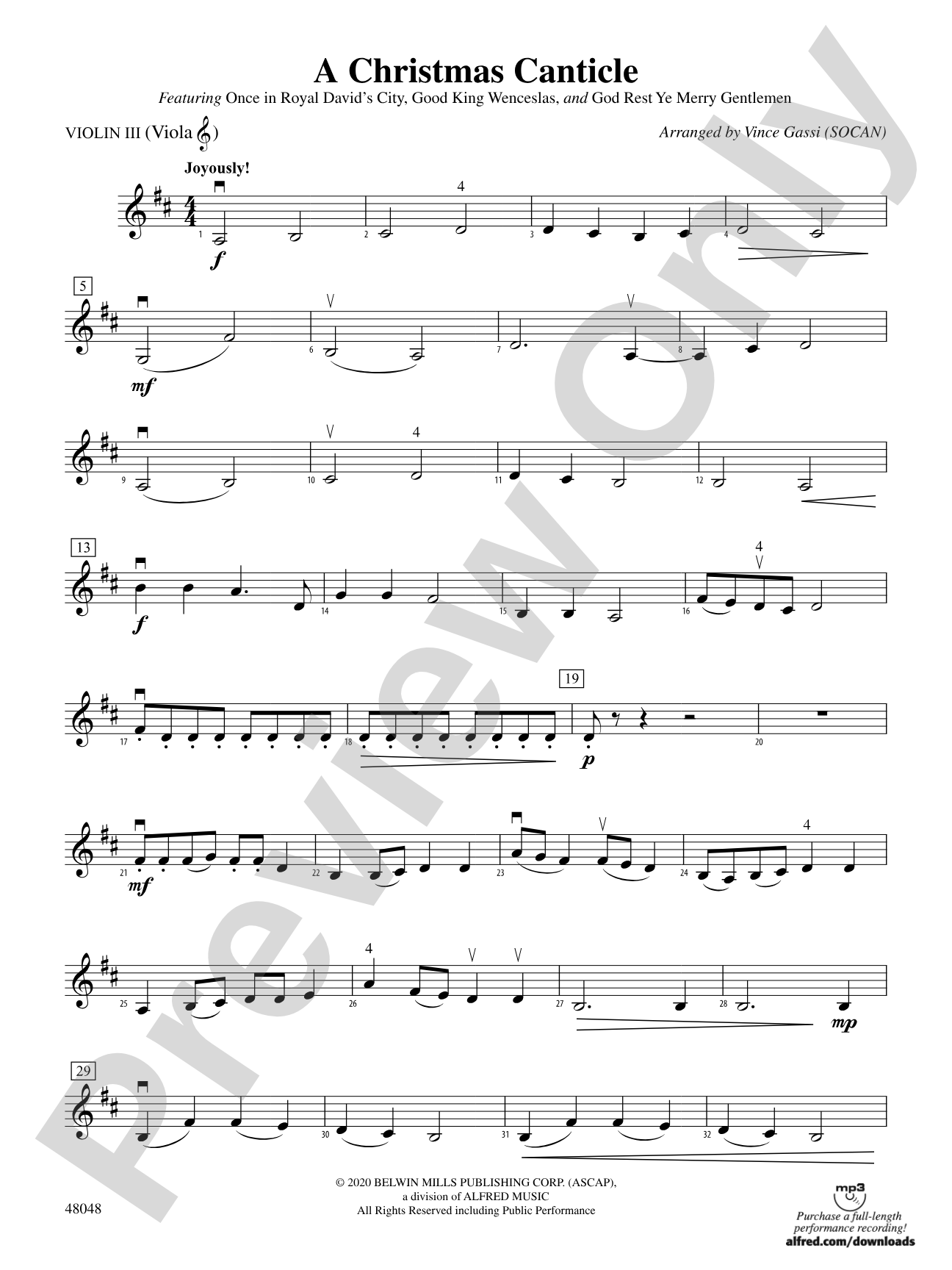 A Christmas Canticle: 3rd Violin (Viola [TC])