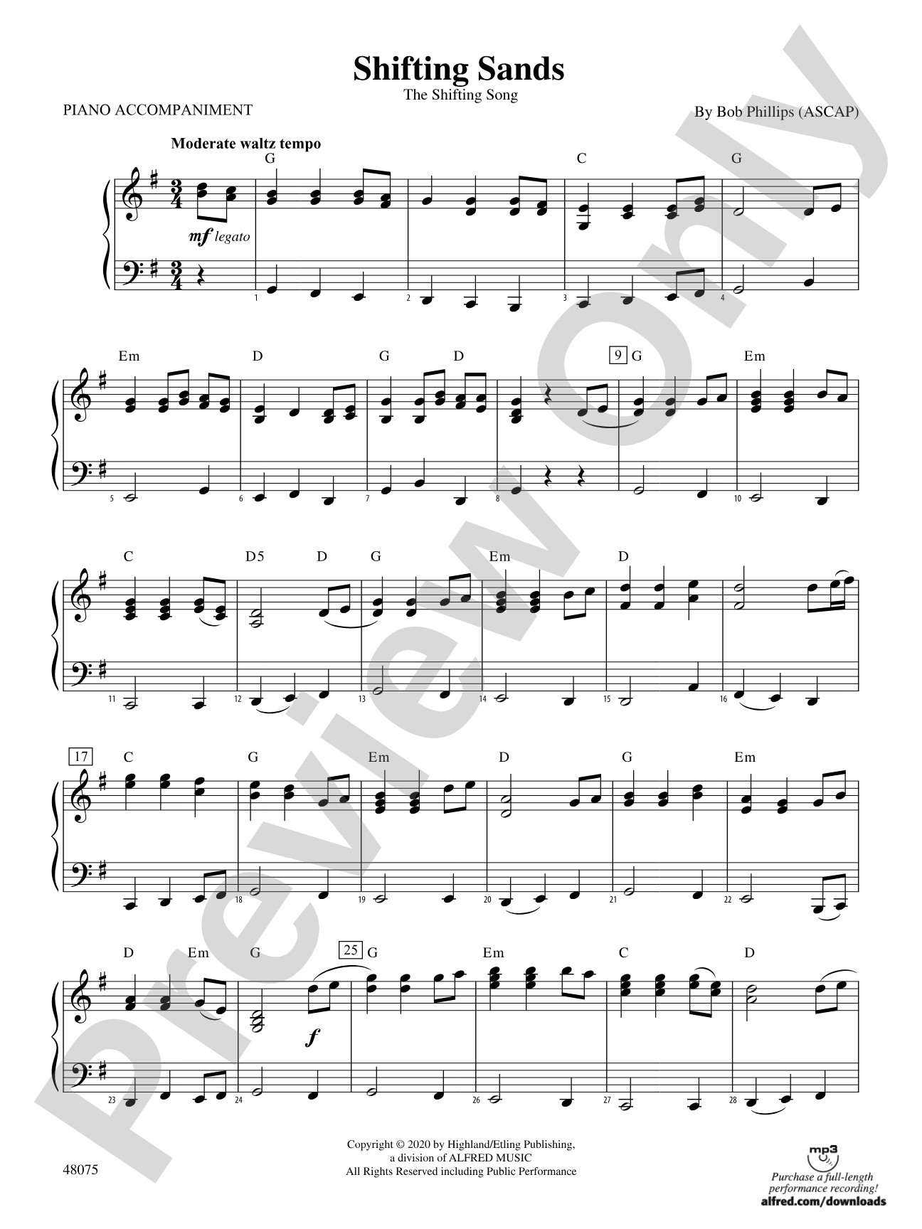 Shifting Sands: Piano Accompaniment