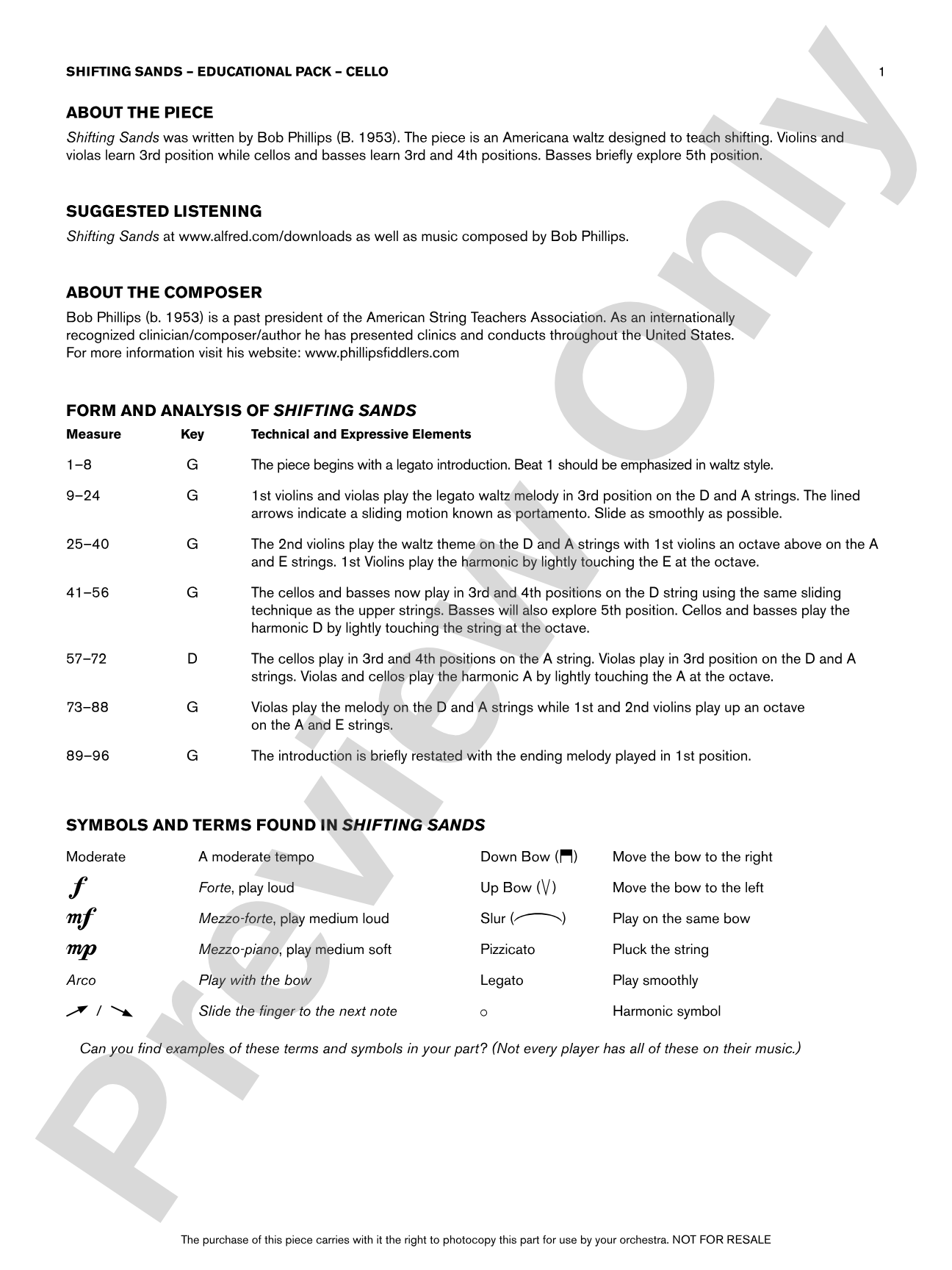 Shifting Sands: Cello Educational Pack