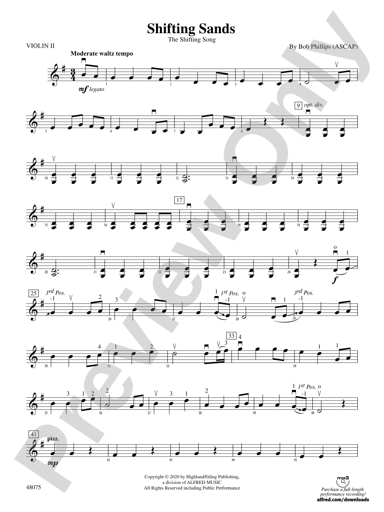 Shifting Sands: 2nd Violin