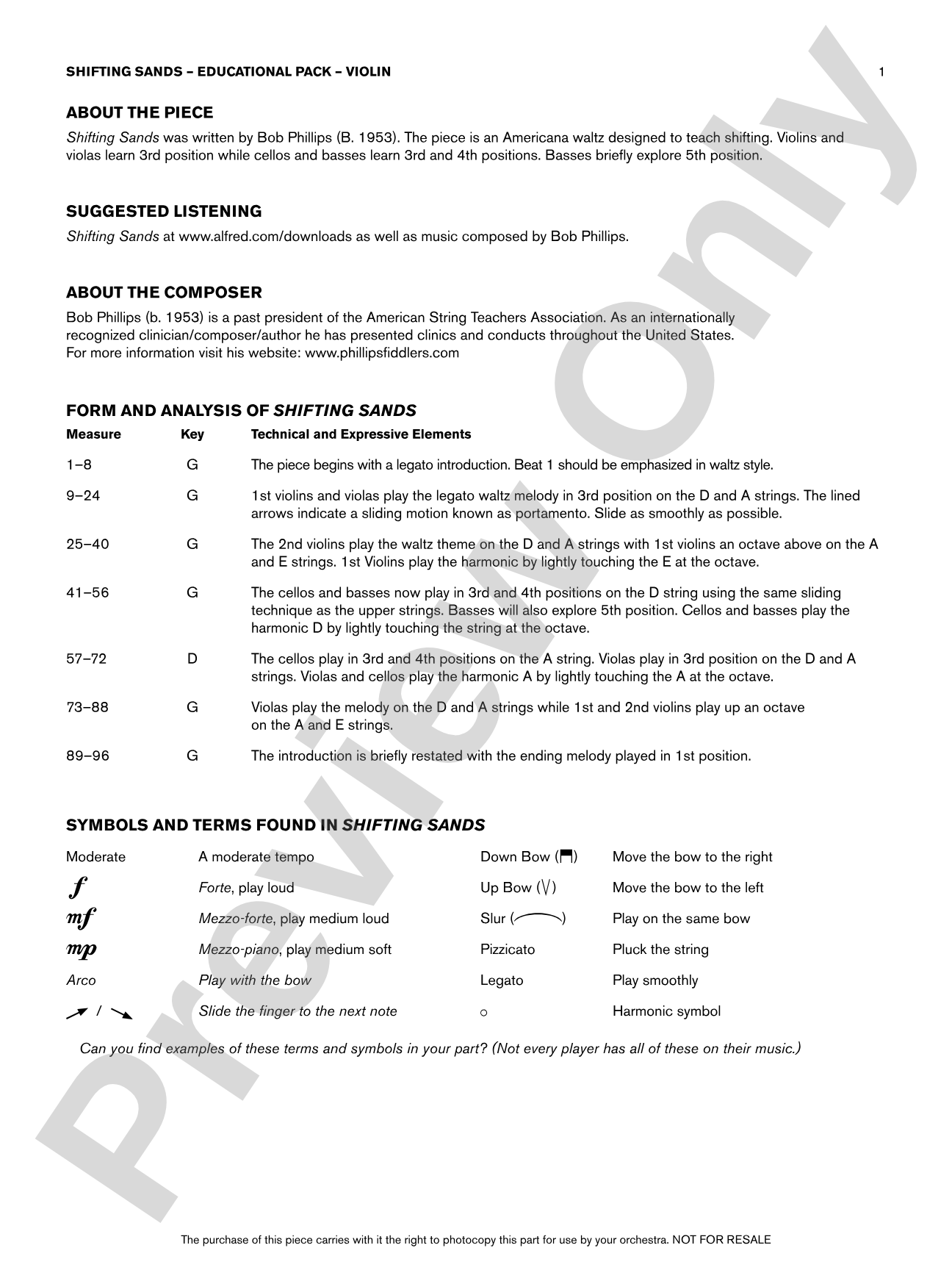 Shifting Sands: Violin Educational Pack