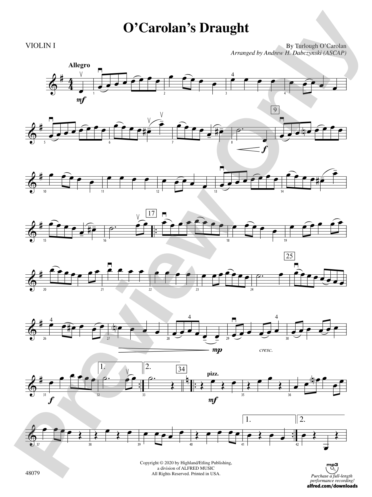 O'Carolan's Draught: 1st Violin