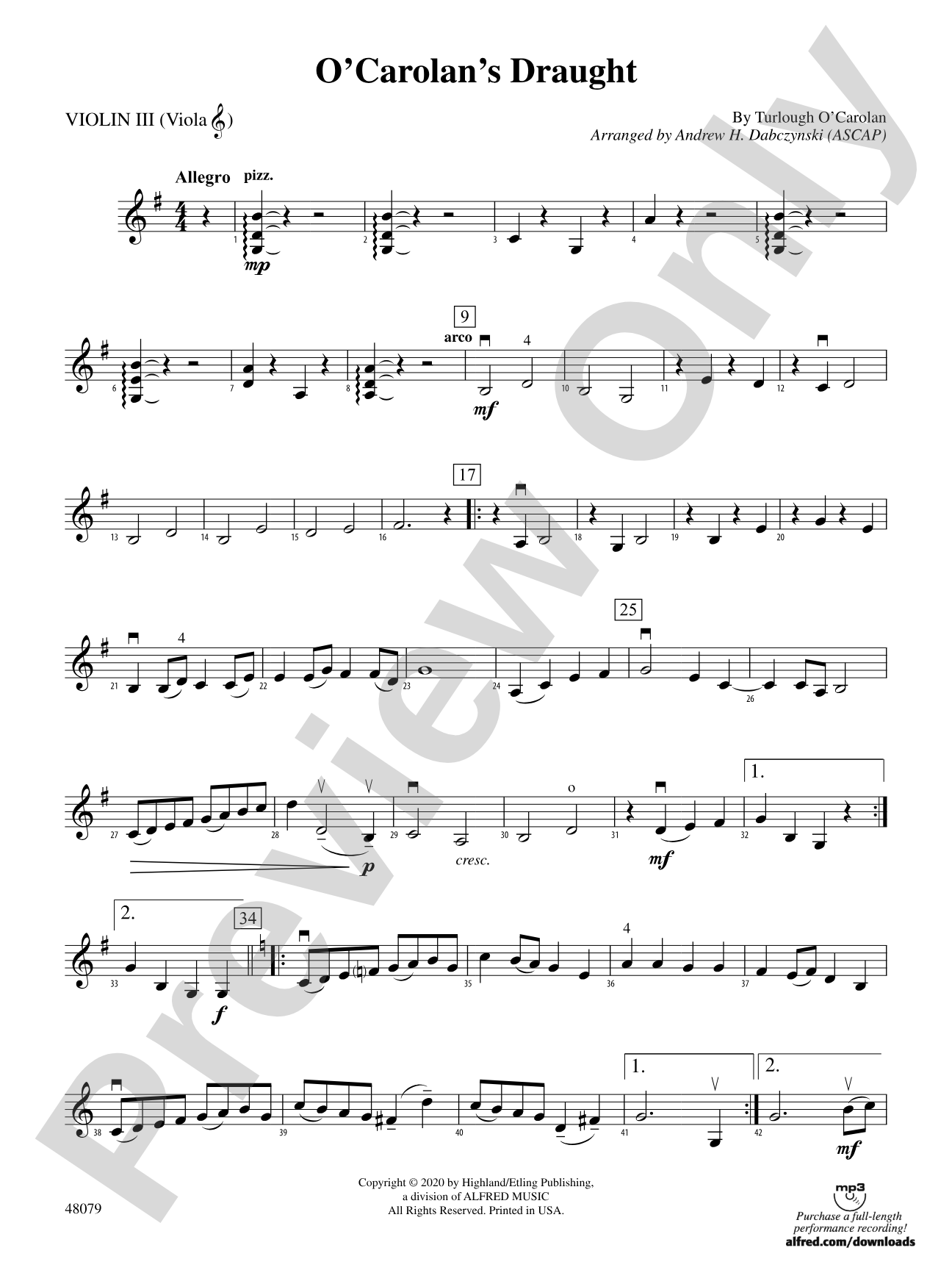 O'Carolan's Draught: 3rd Violin (Viola [TC])