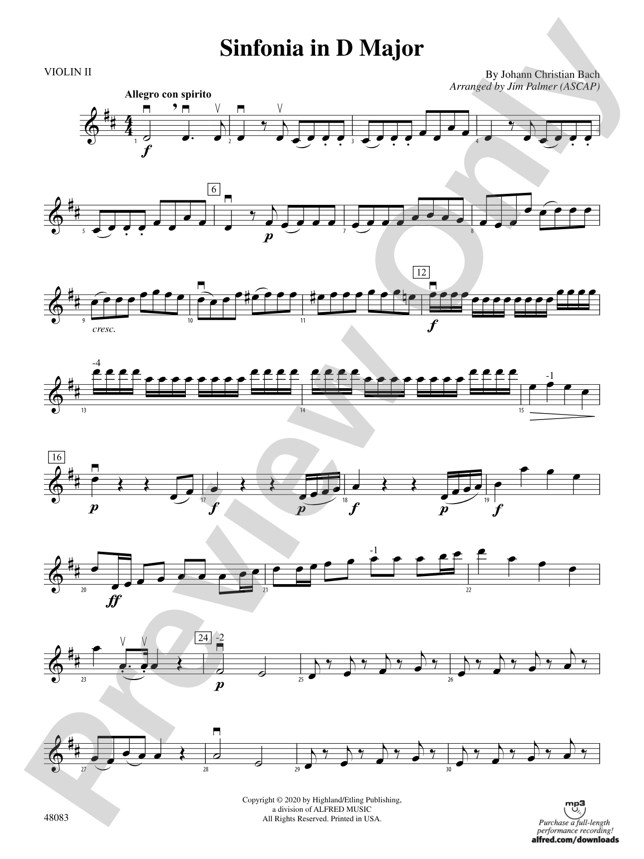 Sinfonia in D Major: 2nd Violin
