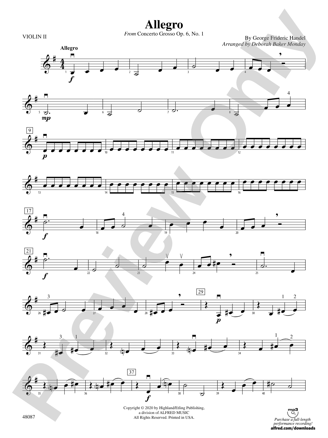 Allegro: 2nd Violin