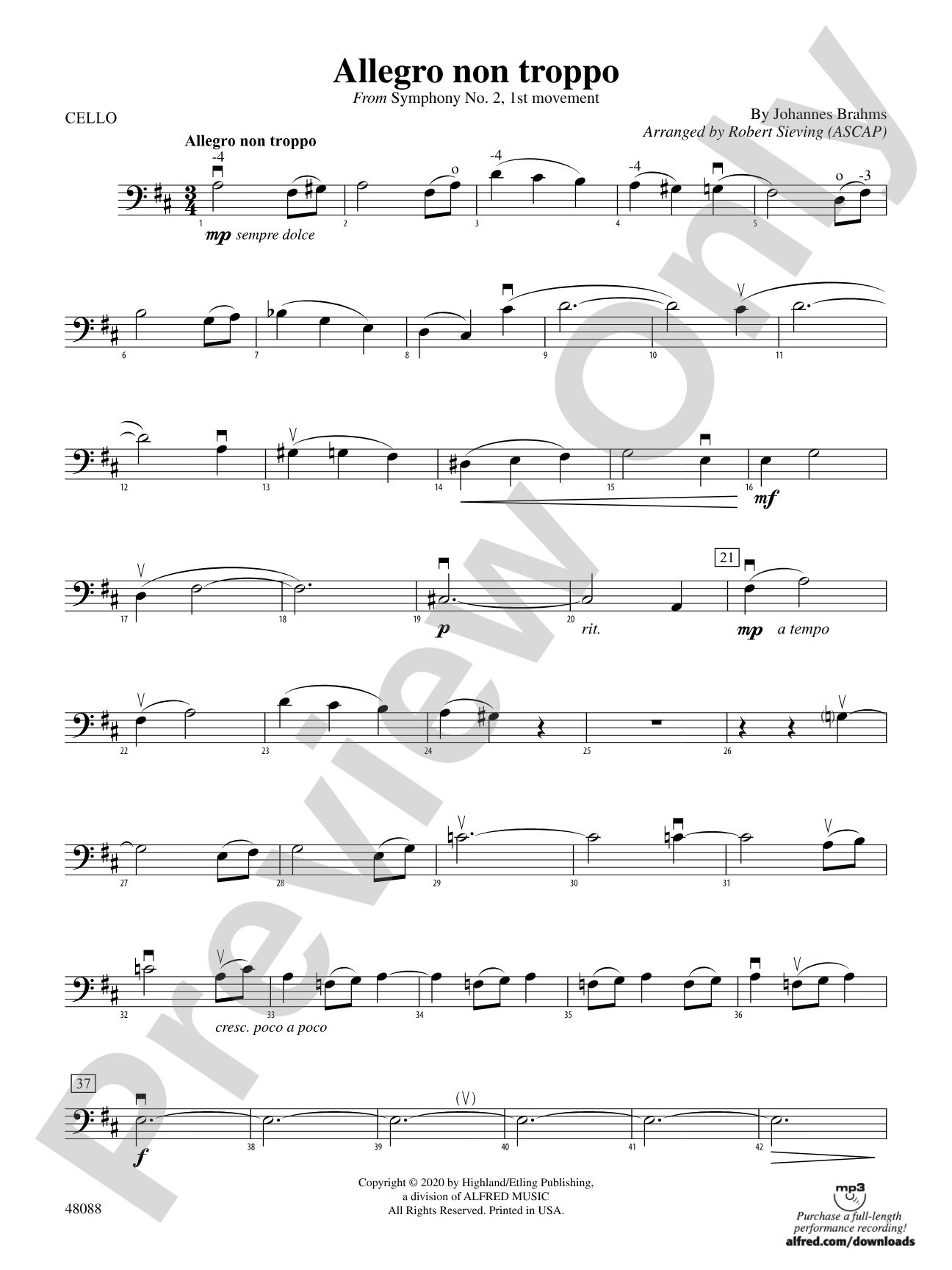 Allegro non troppo: Cello