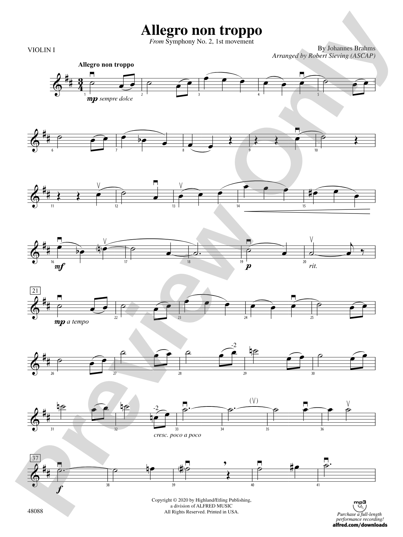 Allegro non troppo: 1st Violin