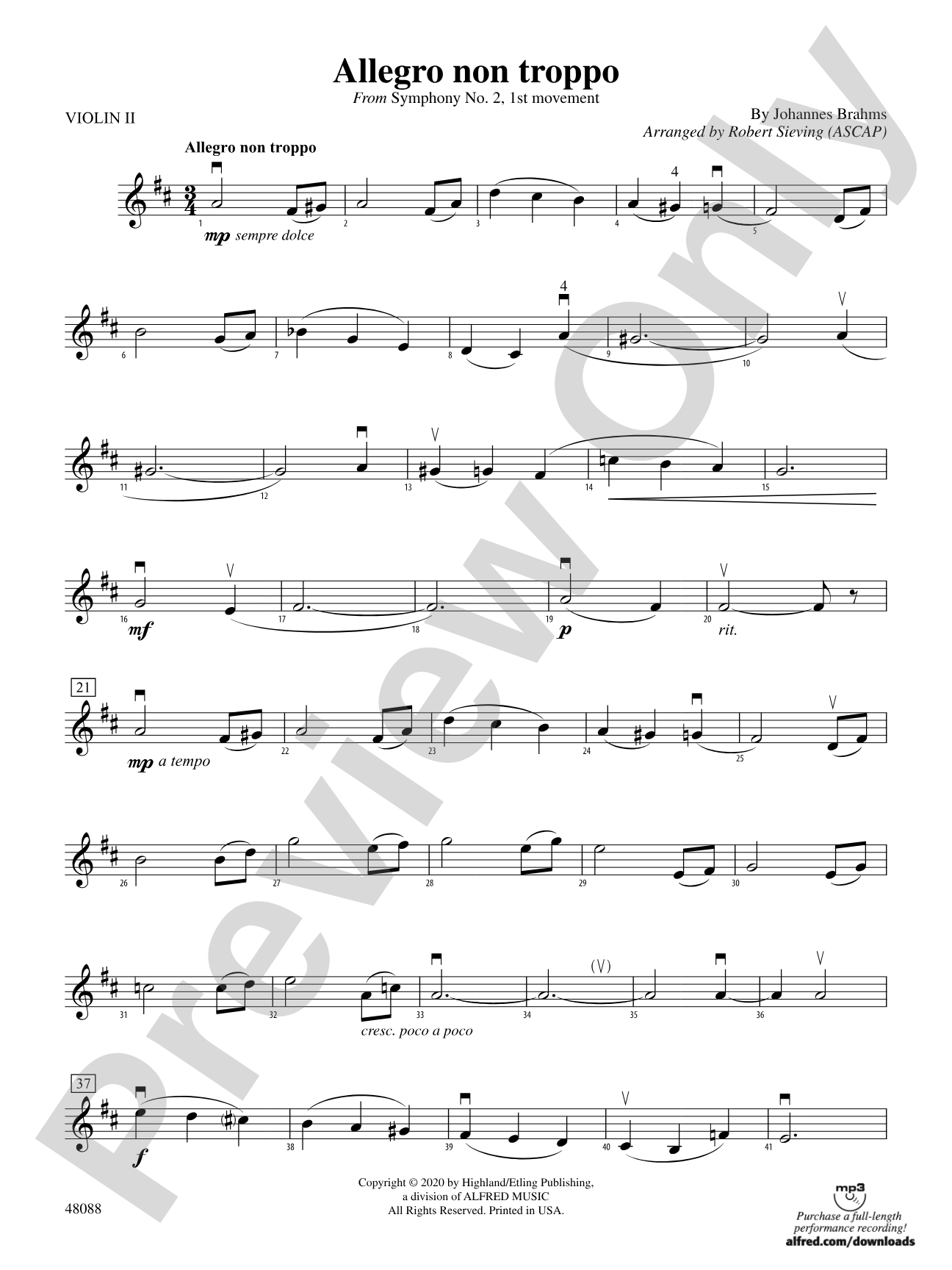 Allegro non troppo: 2nd Violin