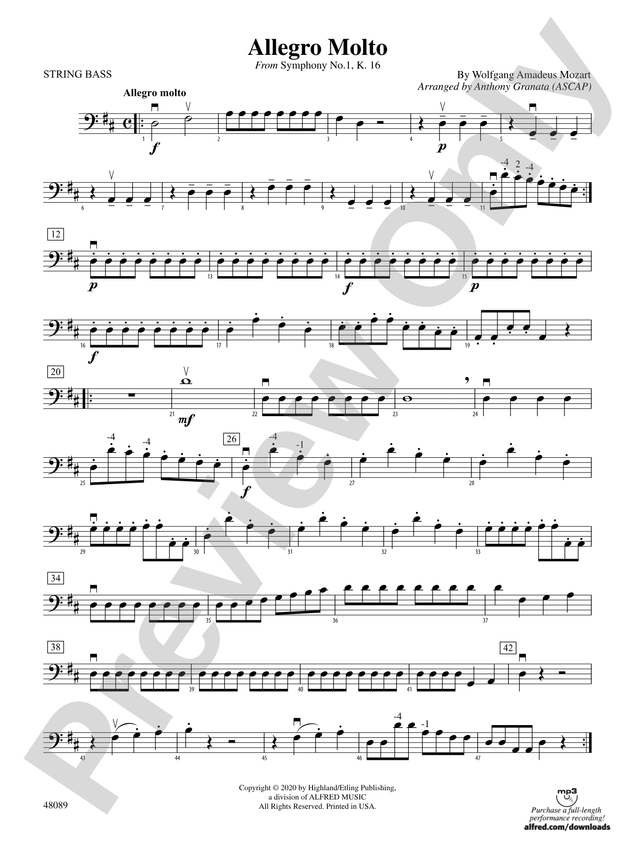 Allegro Molto: String Bass