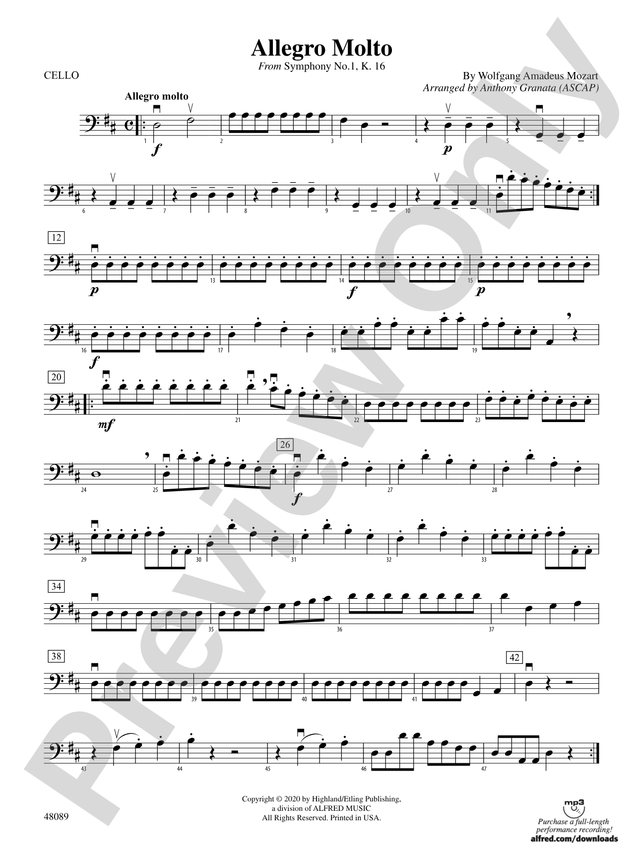 Allegro Molto: Cello