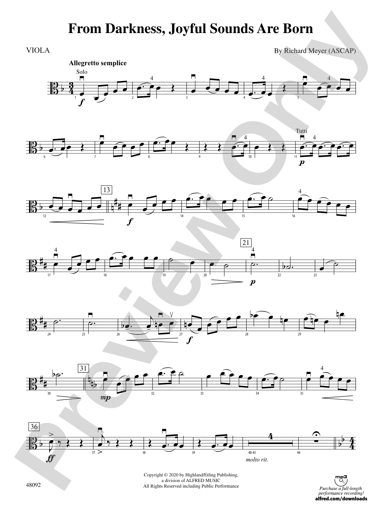 From Darkness, Joyful Sounds Are Born: Viola