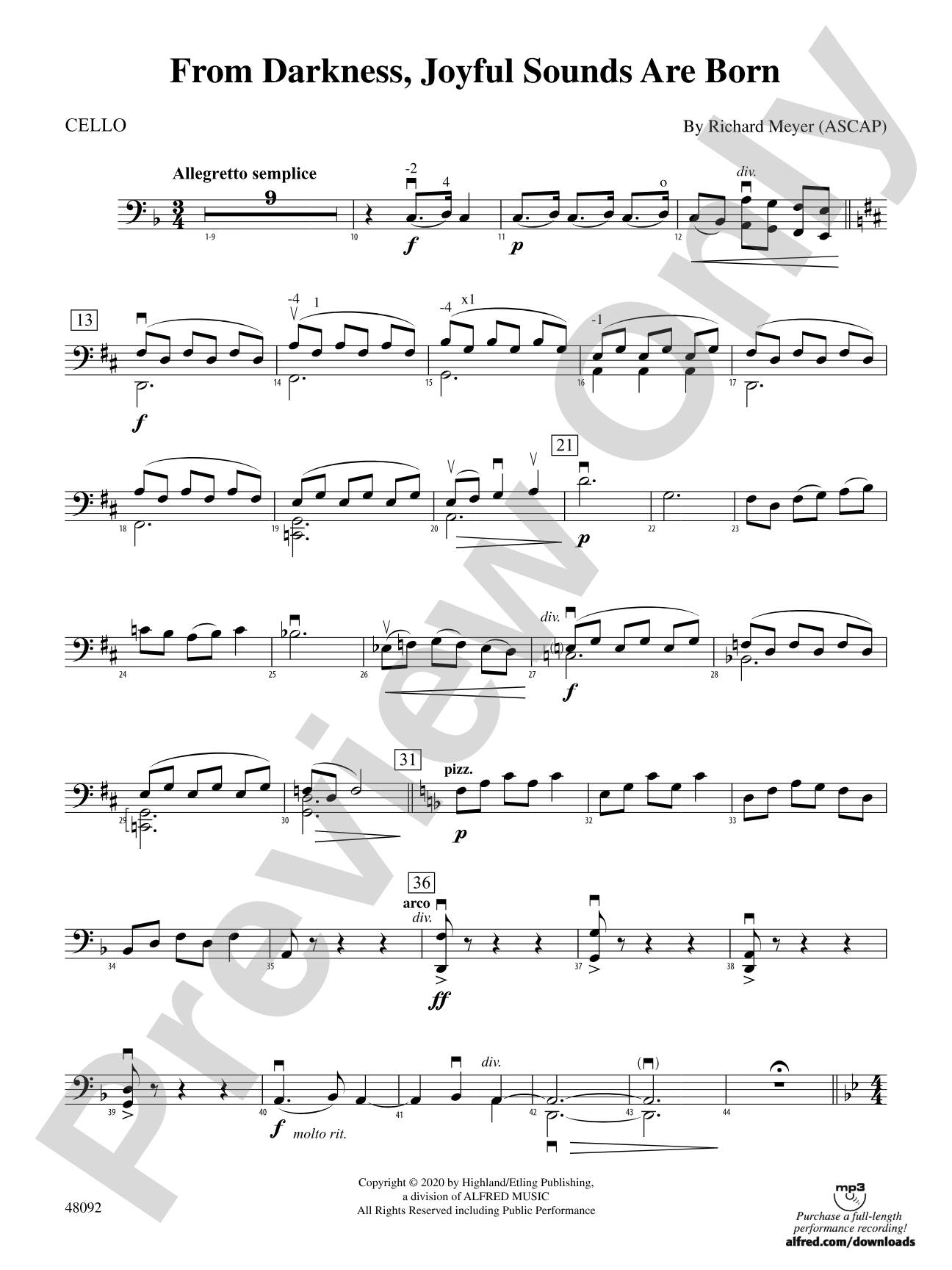 From Darkness, Joyful Sounds Are Born: Cello