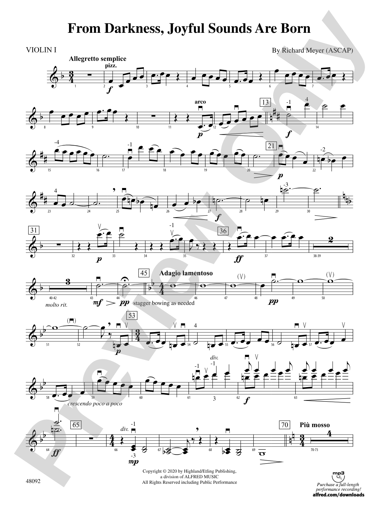 From Darkness, Joyful Sounds Are Born: 1st Violin