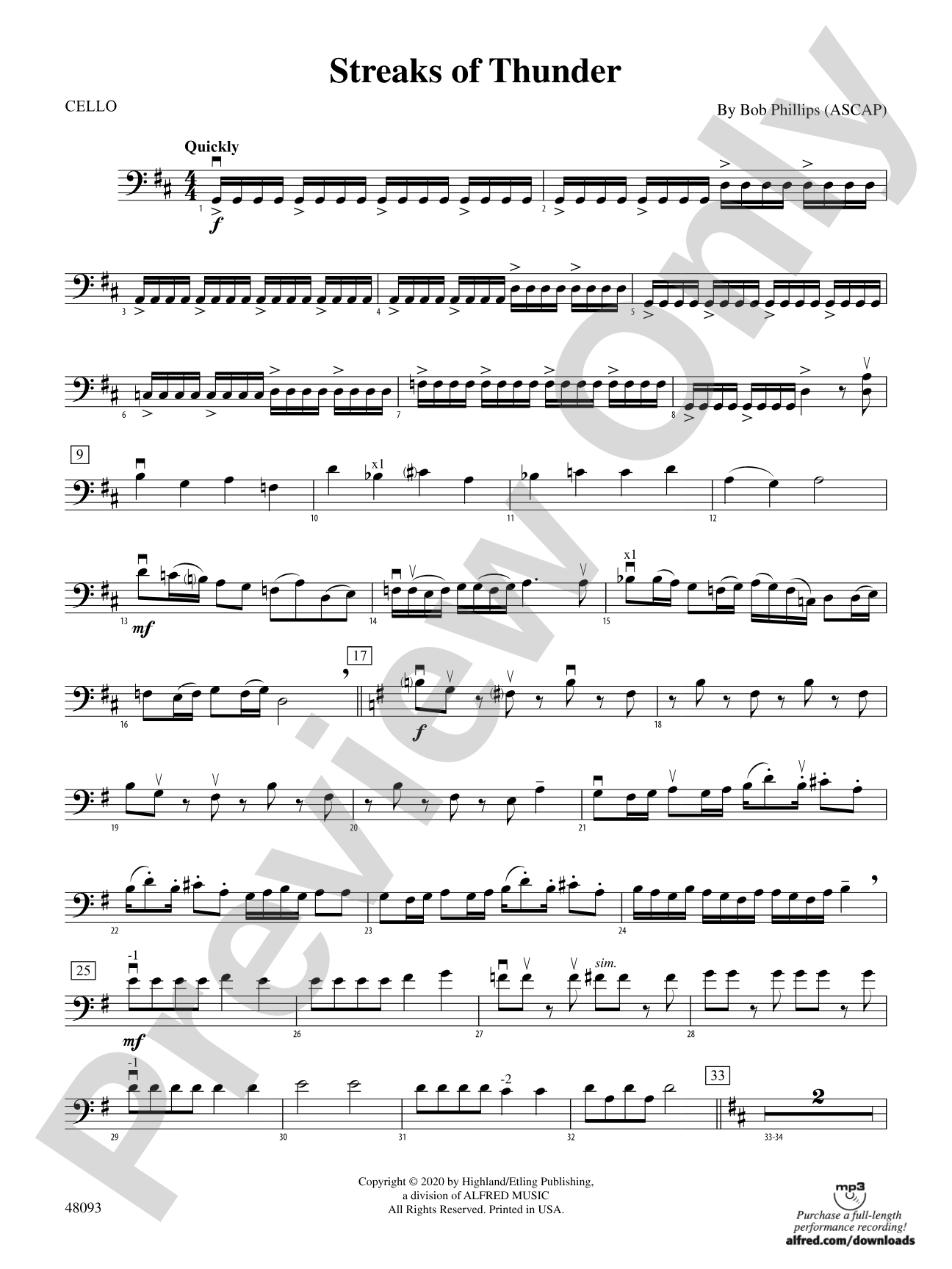 Streaks of Thunder: Cello
