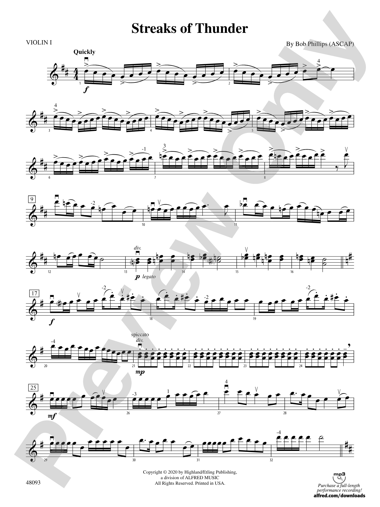 Streaks of Thunder: 1st Violin