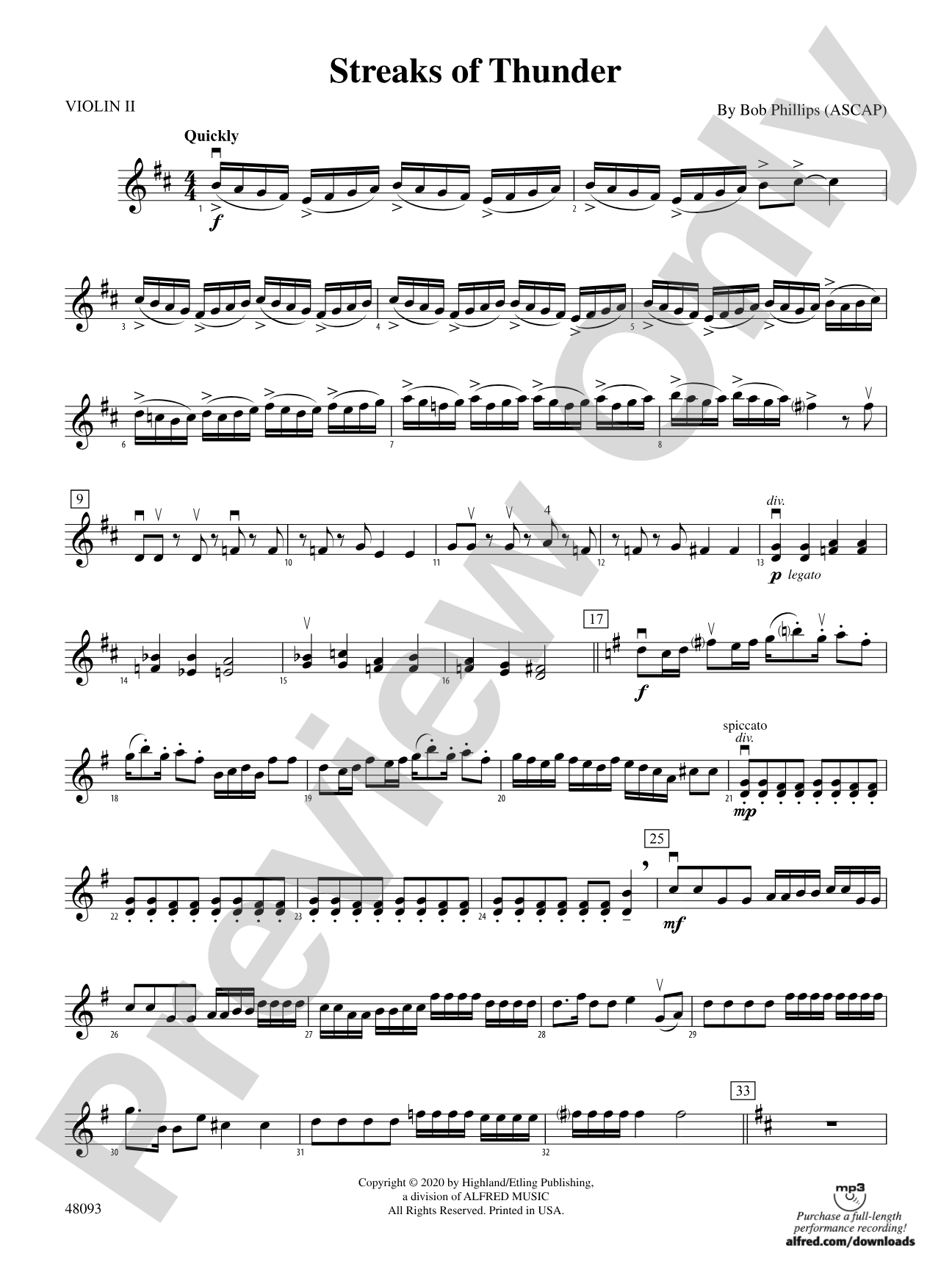 Streaks of Thunder: 2nd Violin
