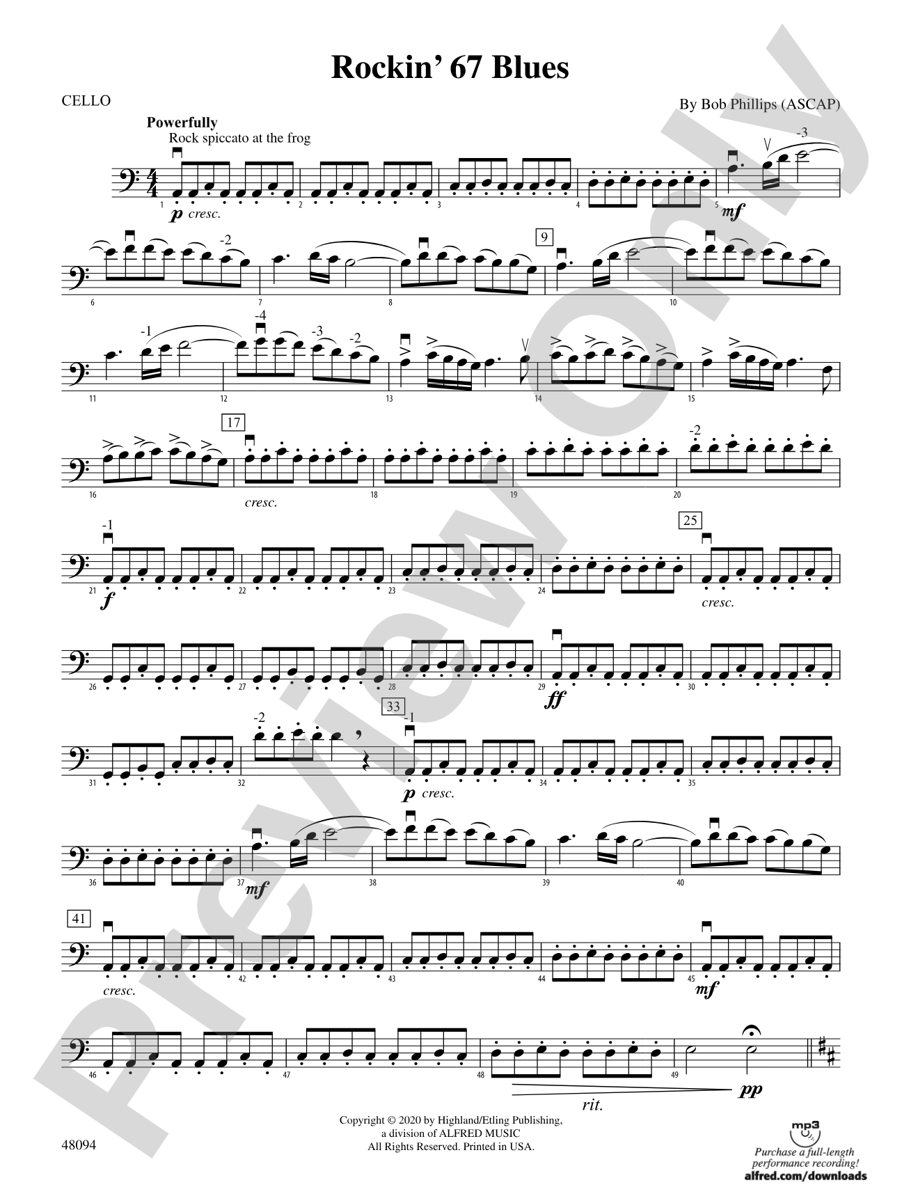 Rockin' 67 Blues: Cello