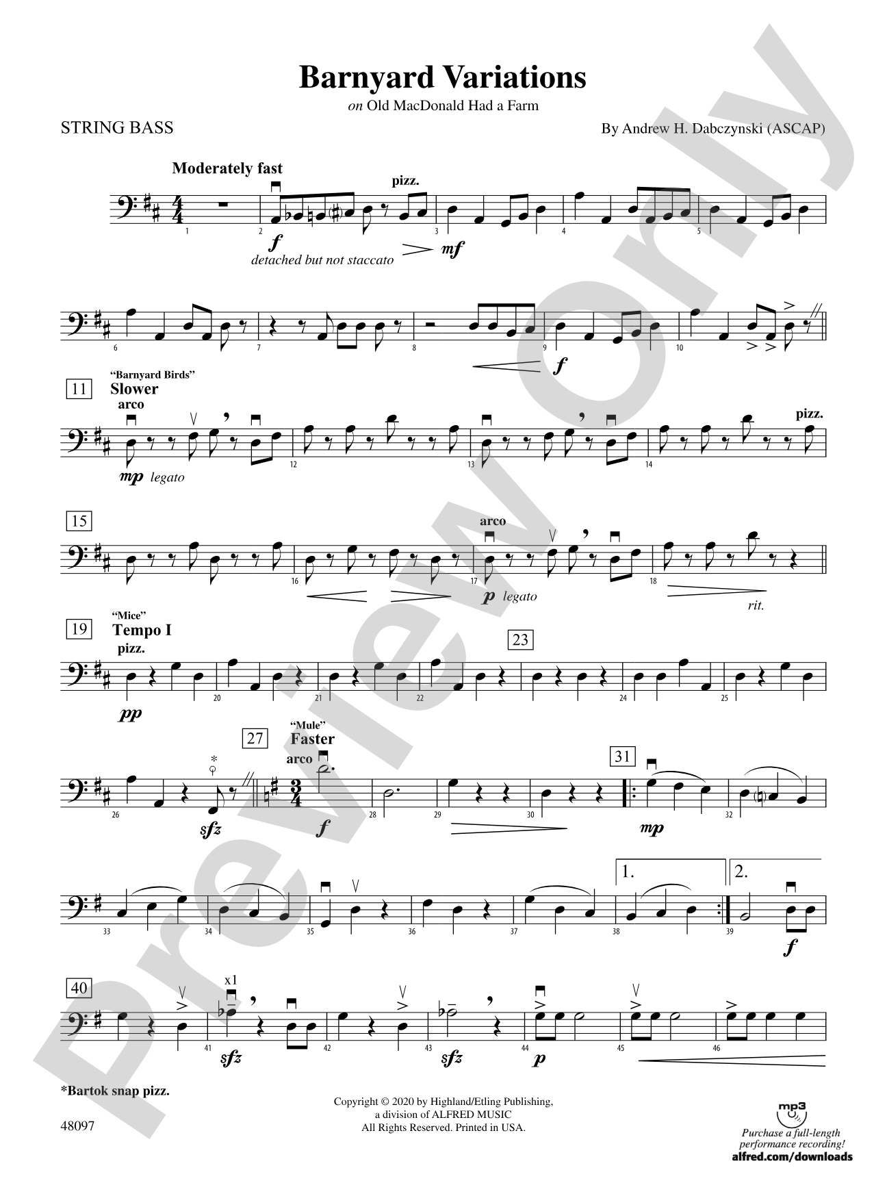 Barnyard Variations: String Bass
