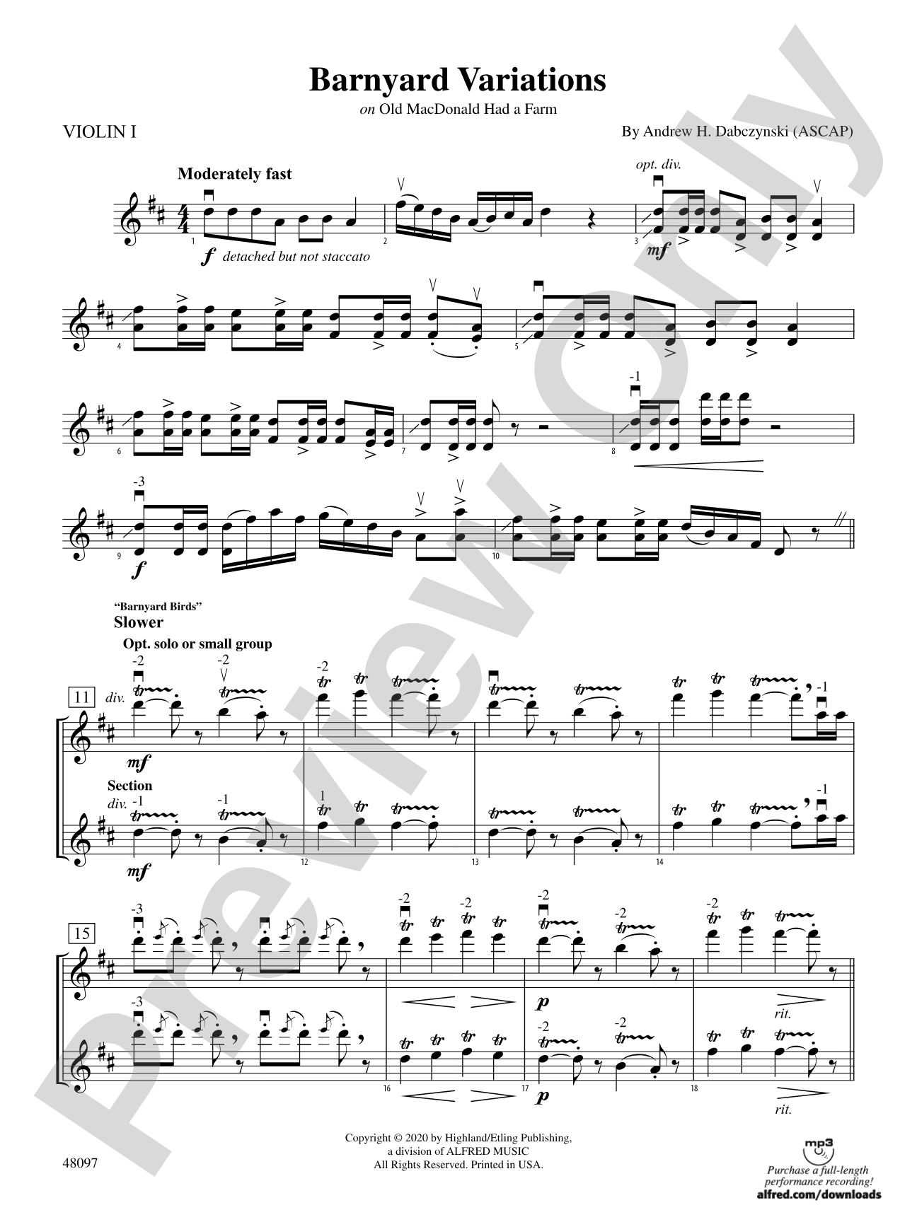 Barnyard Variations: 1st Violin
