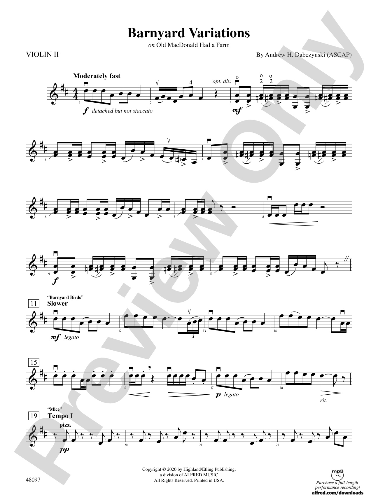 Barnyard Variations: 2nd Violin