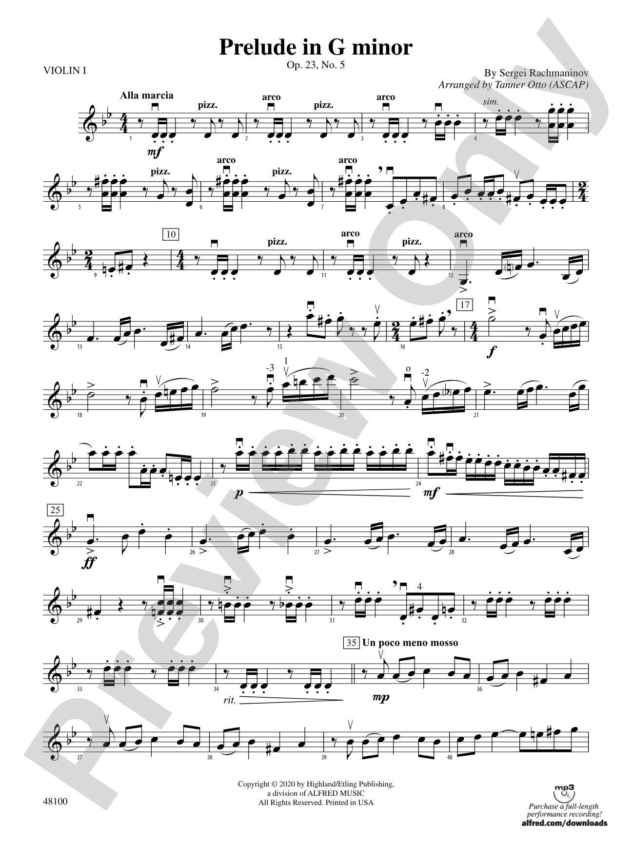 Prelude in G Minor: 1st Violin