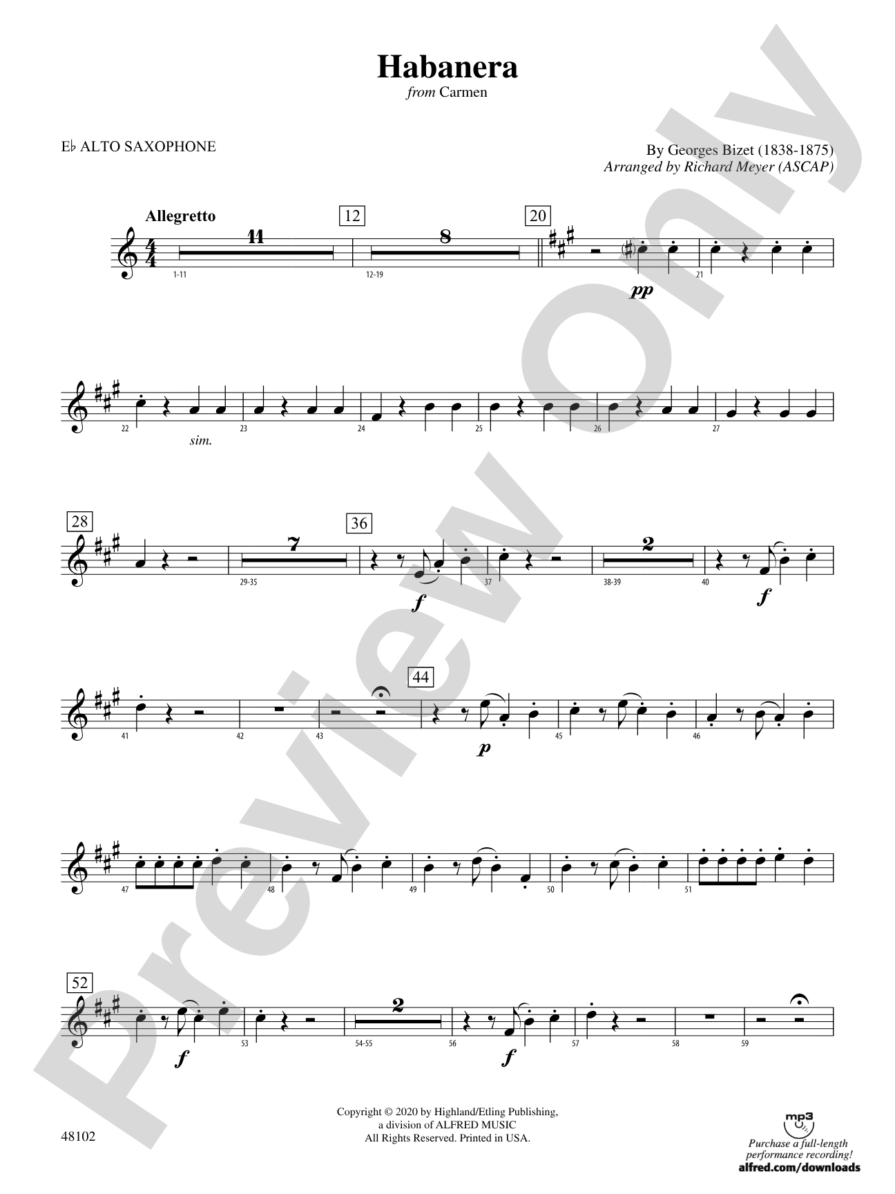 Habanera: E-flat Alto Saxophone