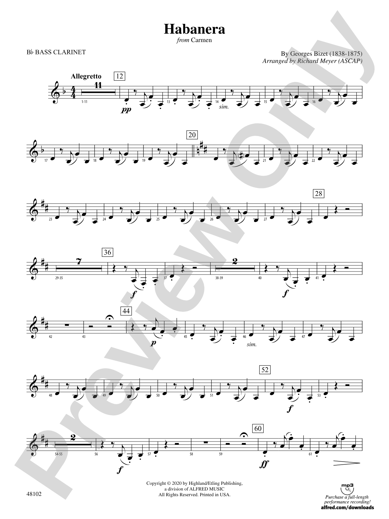 Habanera: B-flat Bass Clarinet