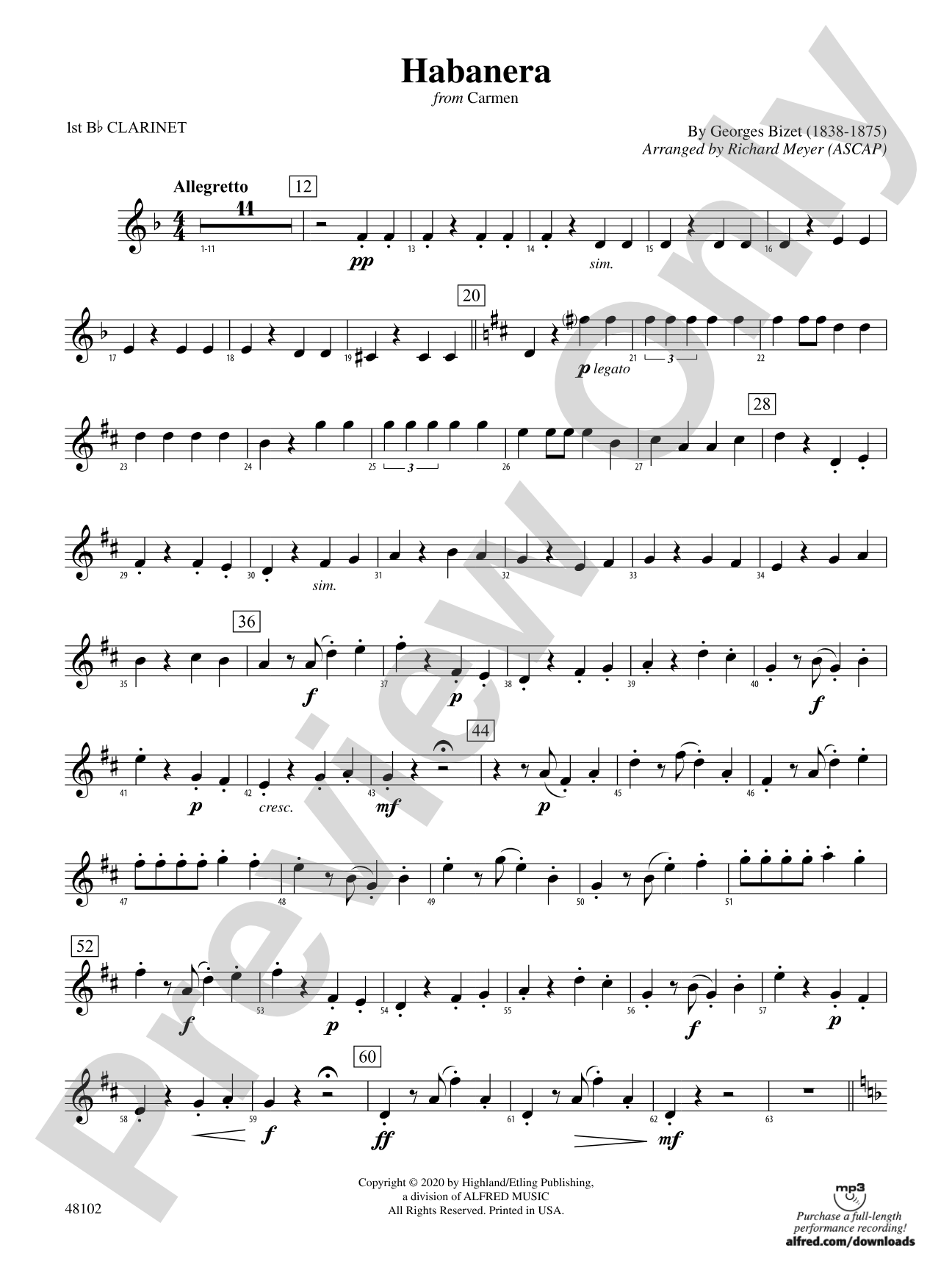 Habanera: 1st B-flat Clarinet