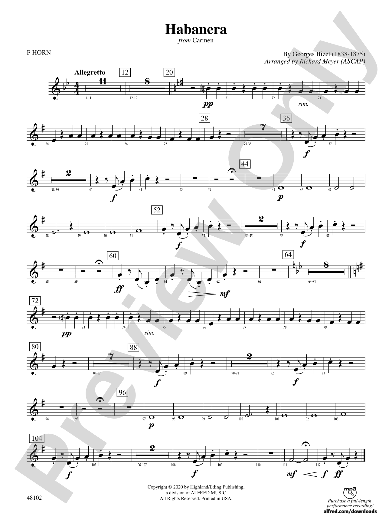 Habanera: 1st F Horn