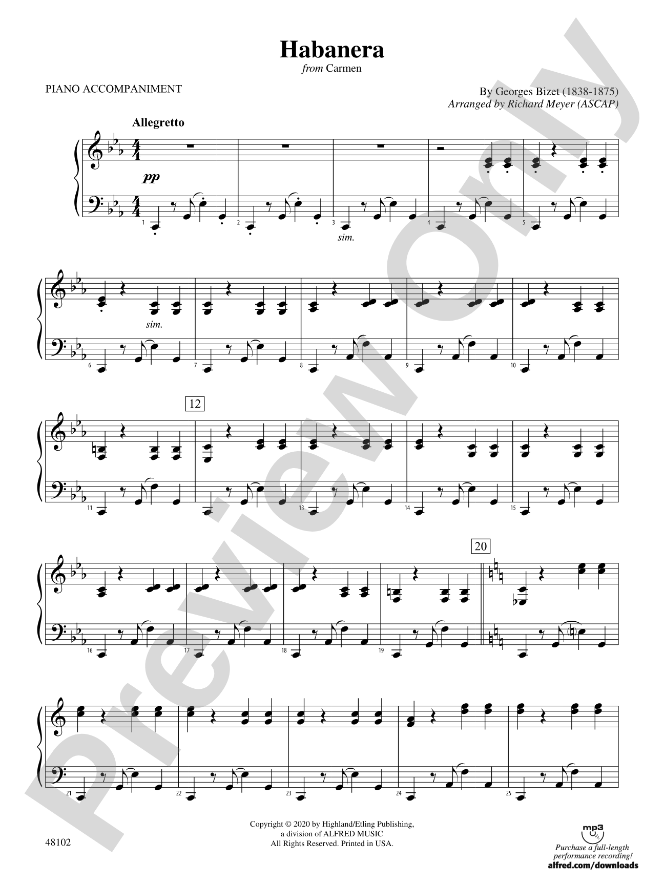 Habanera: Piano Accompaniment