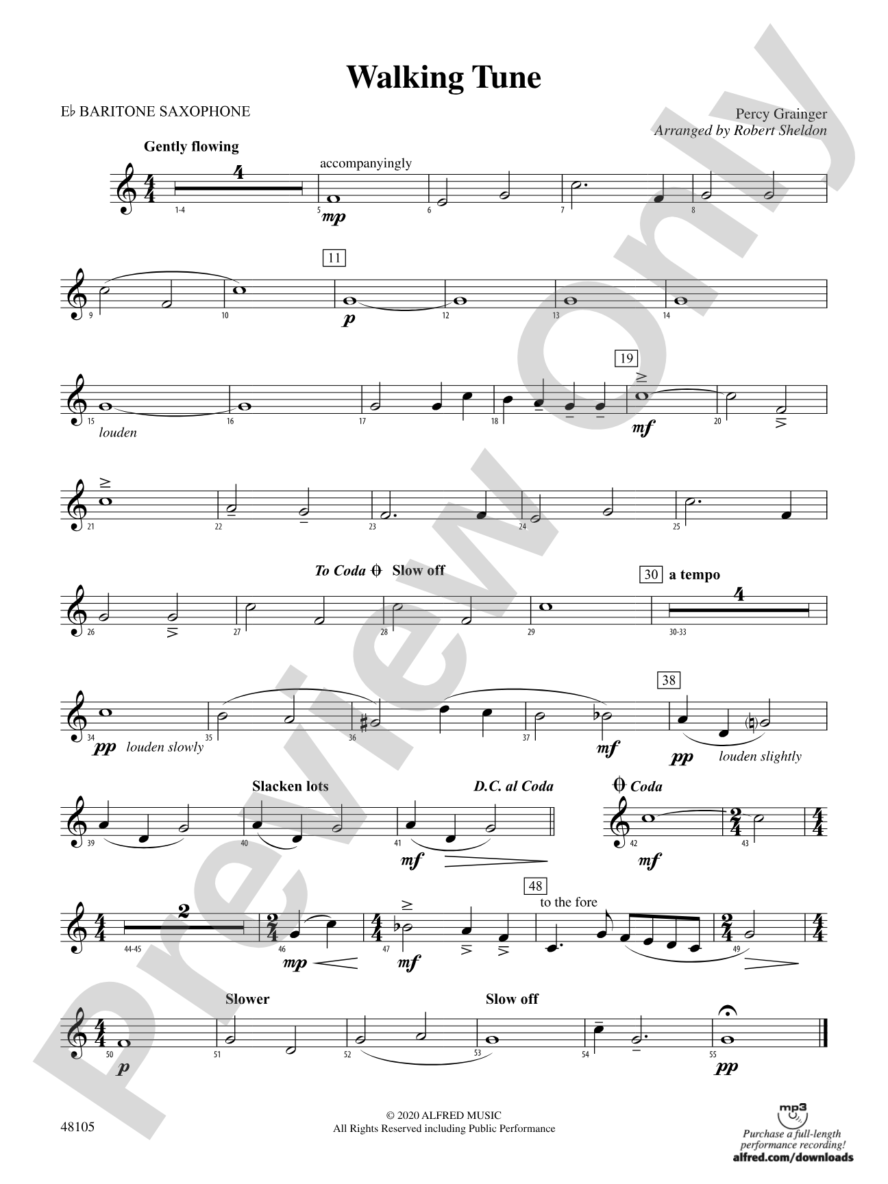 Walking Tune: E-flat Baritone Saxophone