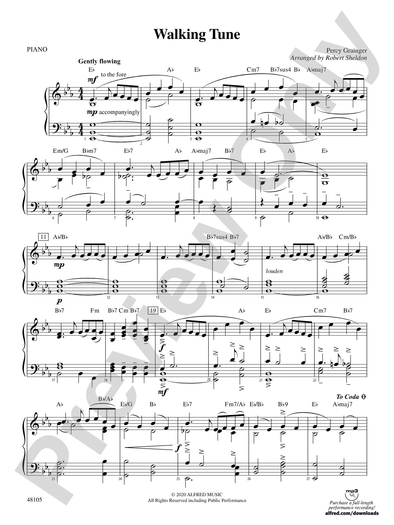 Walking Tune: Piano Accompaniment